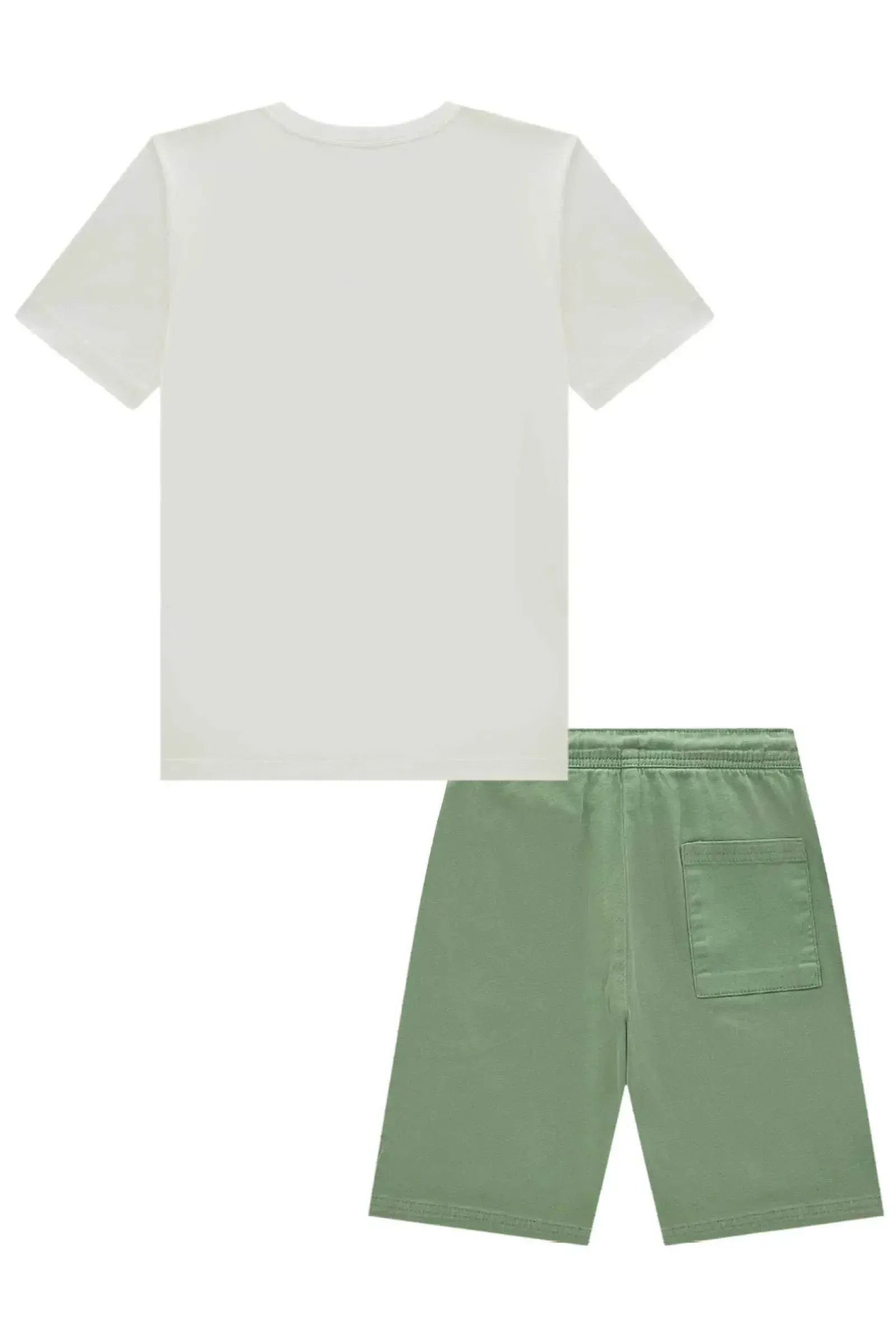 Conjunto de Camiseta em Meia Malha e Bermuda em Sarja Stretch com Elastano 96837 Johnny Fox Teen Menino
