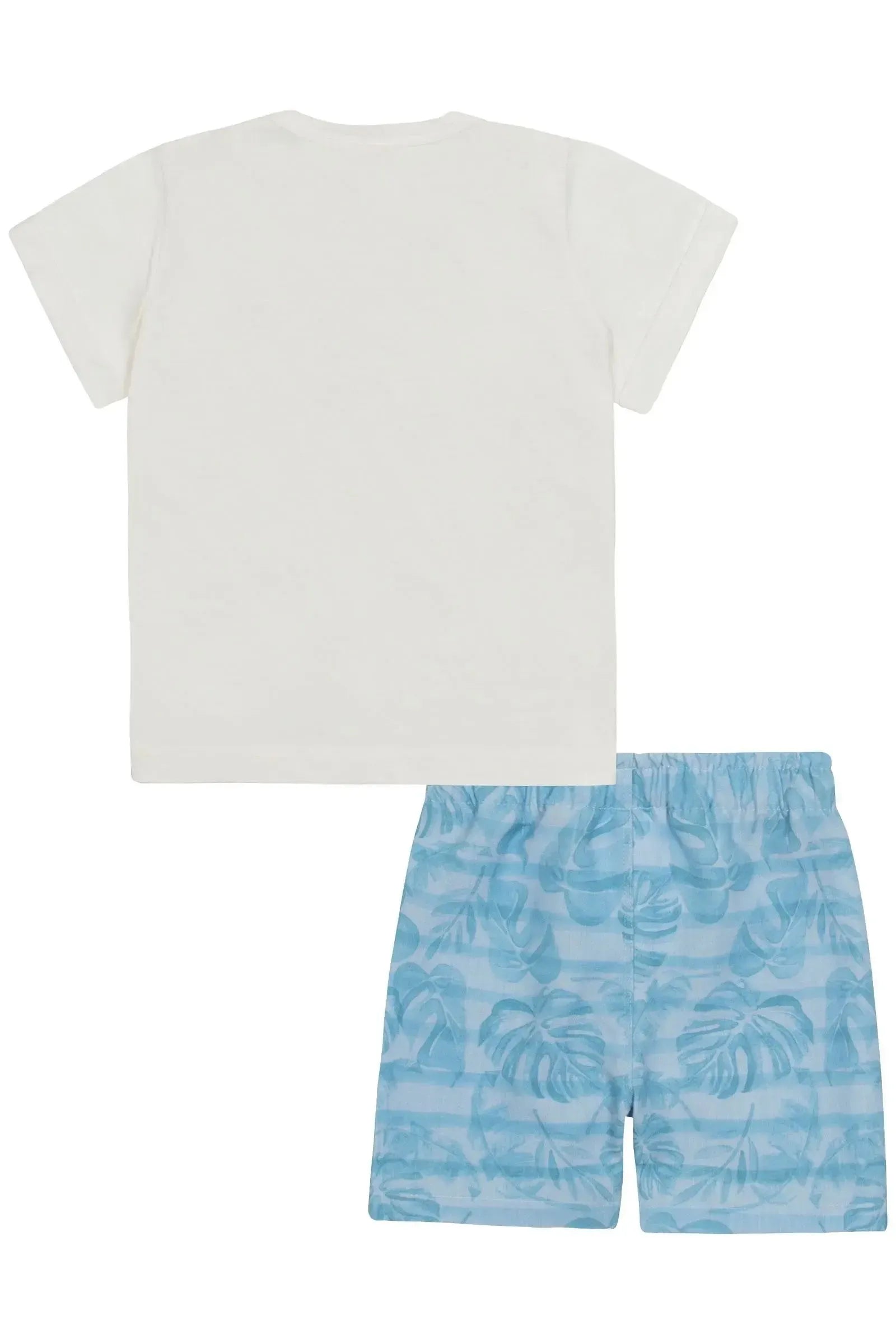 Conjunto de Camiseta em Meia Malha e Bermuda em Tecido com Elastano 86715 LucBoo Bebê Menino