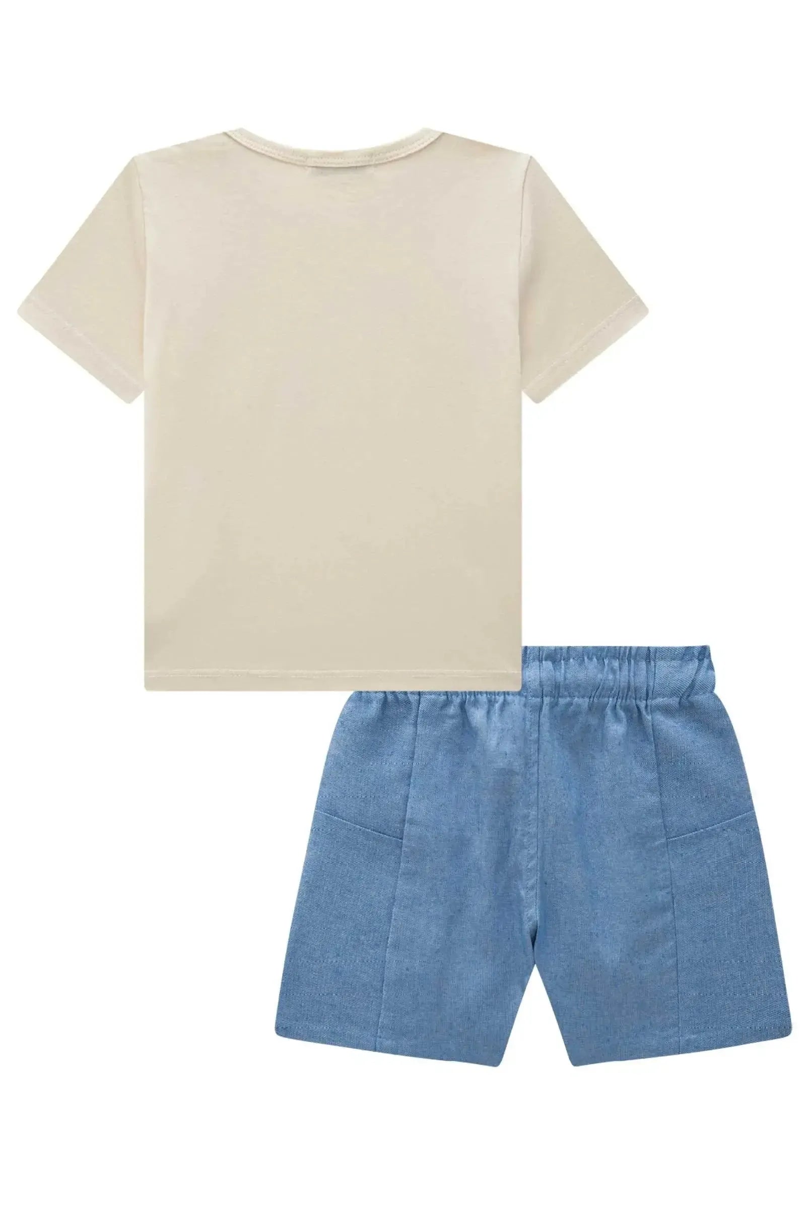 Conjunto de Camiseta em Meia Malha e Bermuda em Tecido Dubai com Elastano 84243 LucBoo Infantil Menino
