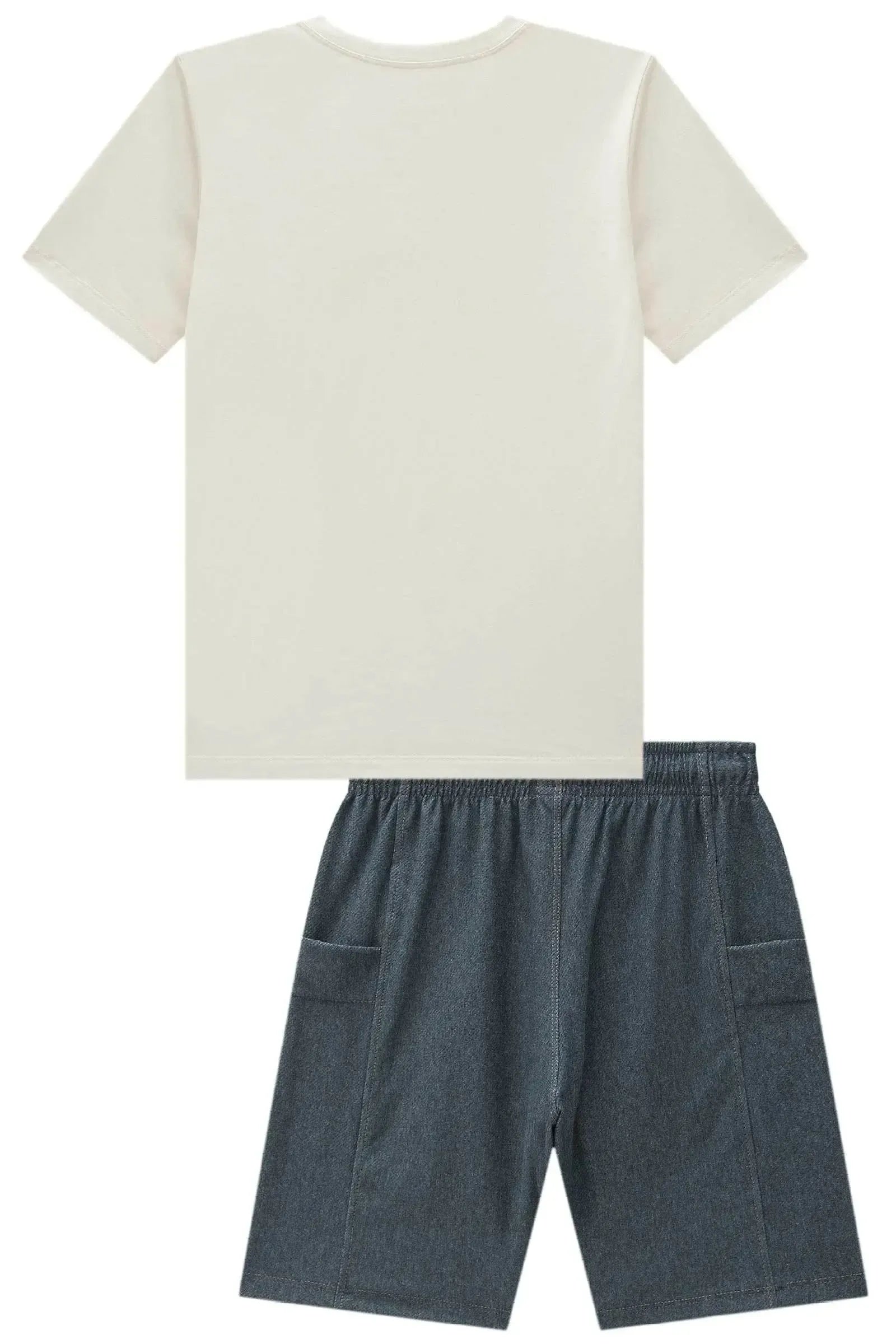 Conjunto de Camiseta em Meia Malha e Bermuda En Cotton Jeans com Elastano 98693 Johnny Fox Teen Menino