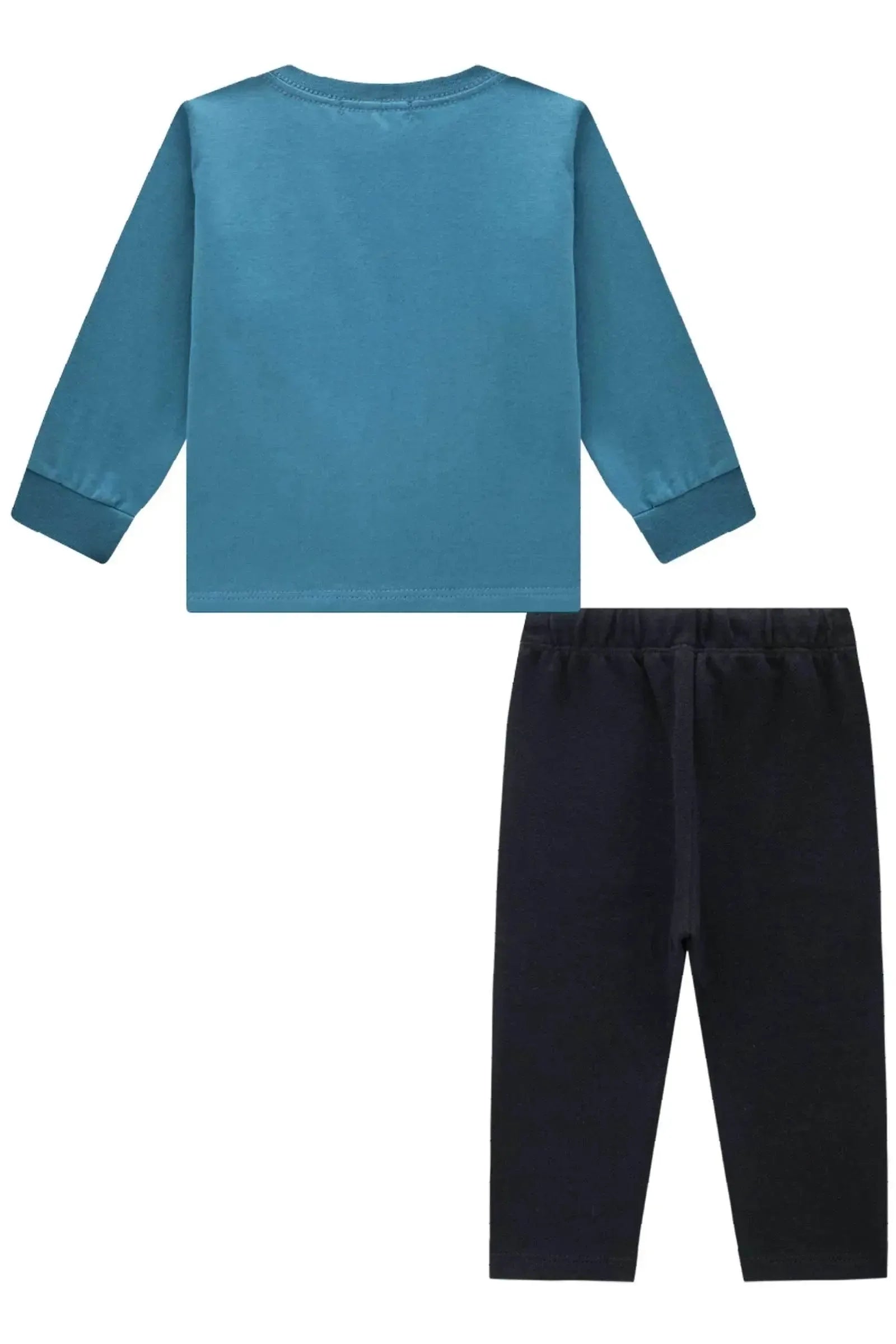 Conjunto de Camiseta em Meia Malha e Calça em Moletwill com Elastano 90213 LucBoo Bebê Menino