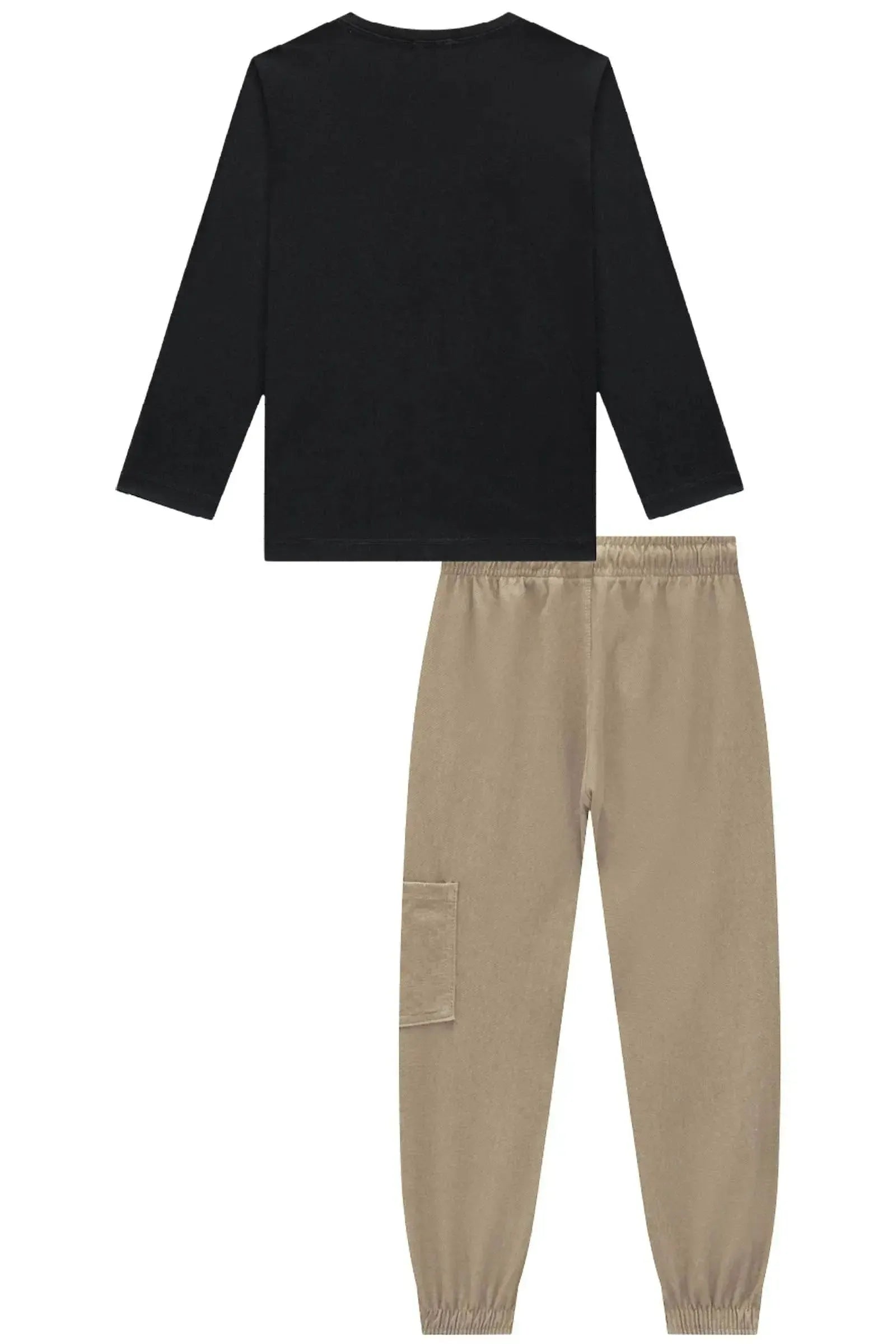 Conjunto de Camiseta em Meia Malha e Calça Jogger em Cotton Jeans com Elastano 89994 LucBoo Infantil Menino