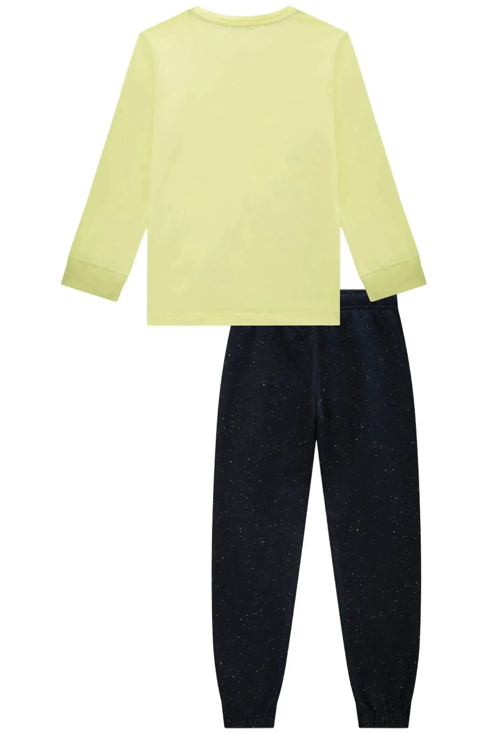 Conjunto de Camiseta em Meia Malha e Calça Jogger em Moletom Botonê sem Pelúcia 92050 LucBoo Infantil Menino