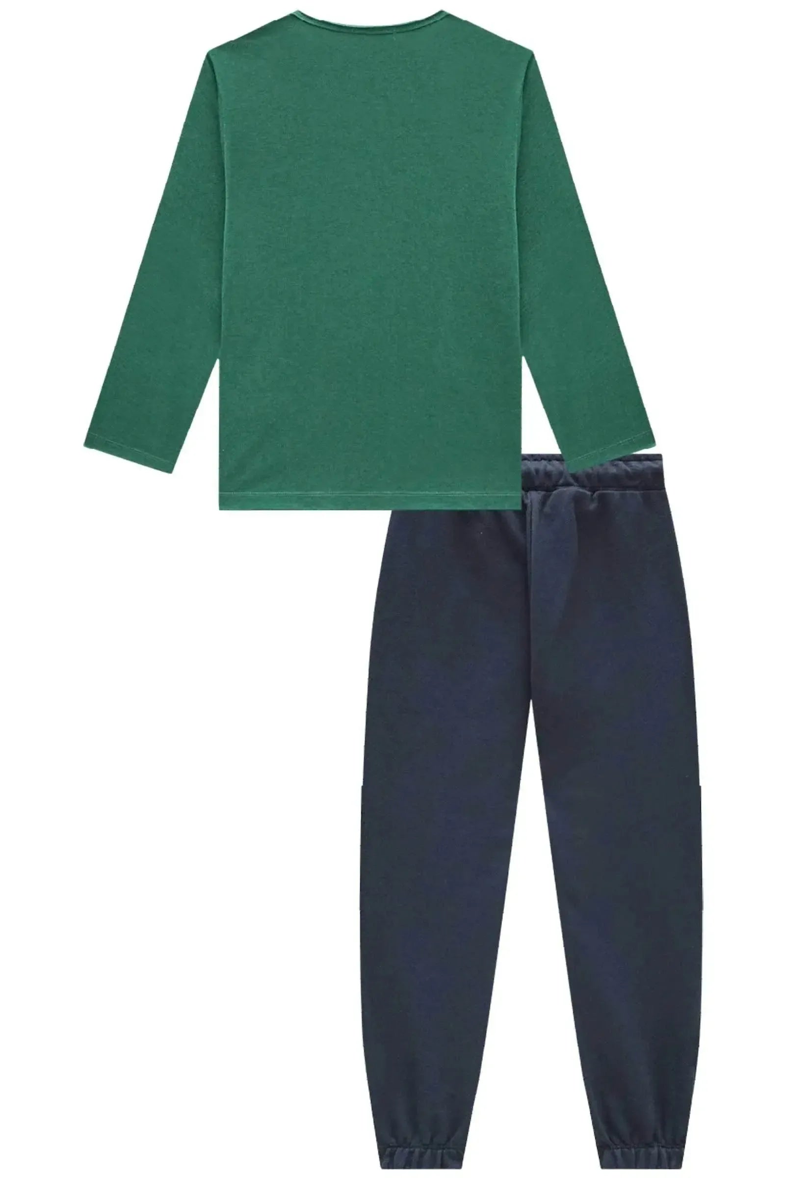 Conjunto de Camiseta em Meia Malha e Calça Jogger em Moletom sem Pelúcia 92041 LucBoo Infantil Menino