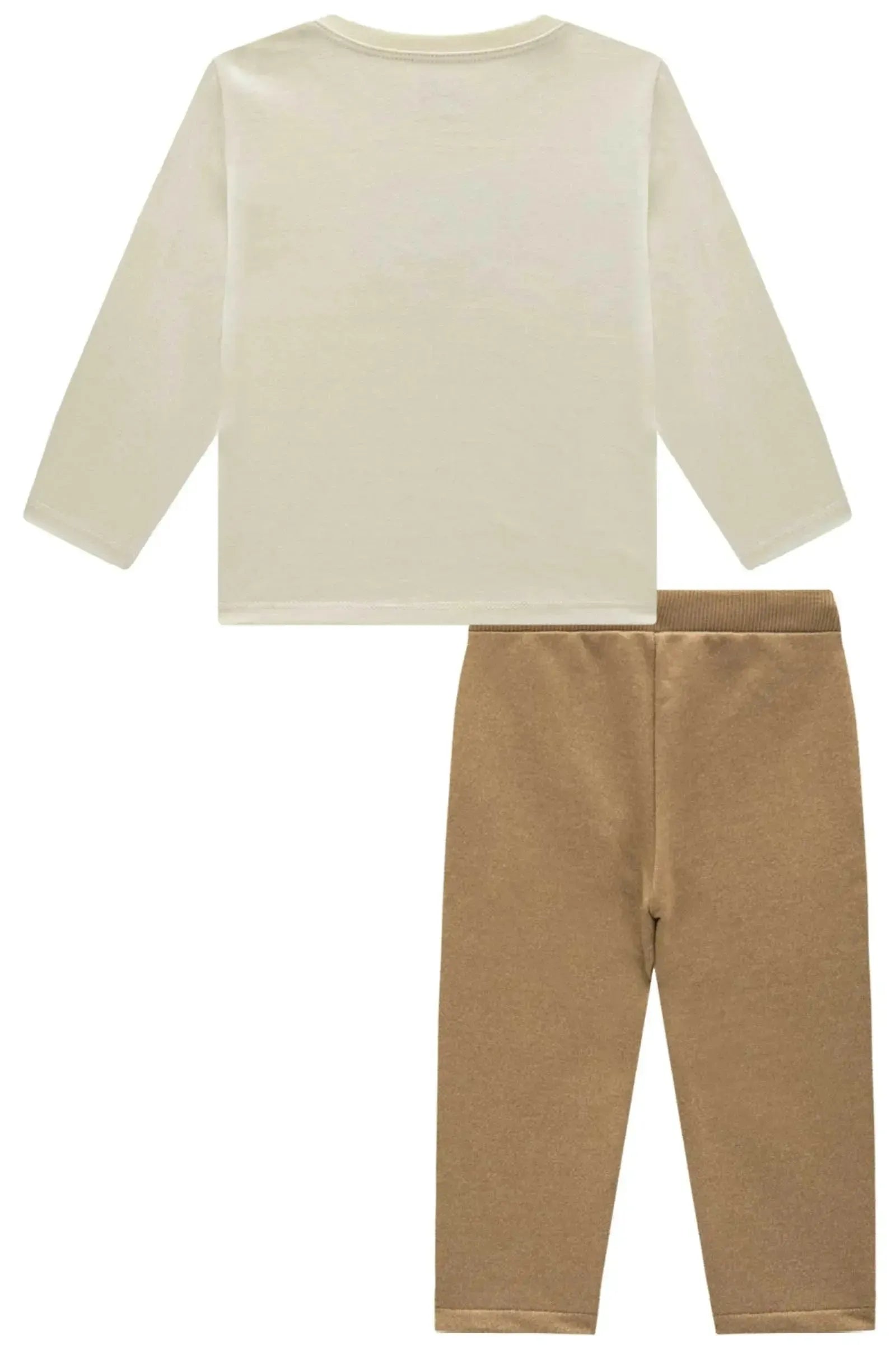 Conjunto de Camiseta em Meia Malha e Calça Skinny em Moletom Diferenciado sem Pelúcia 92682 Johnny Fox Bebê Menino