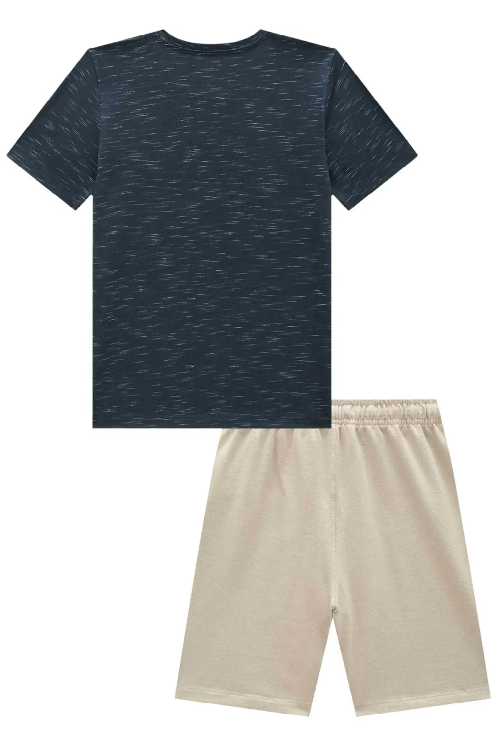 Conjunto de Camiseta em Meia Malha Flamê e Bermuda em Moletwill com Elastano 92408 LucBoo Infantil Menino