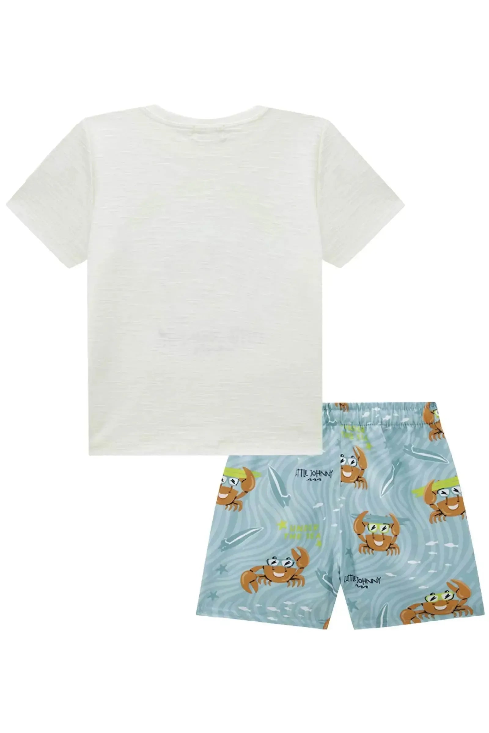 Conjunto de Camiseta em Meia Malha Flamê e Bermuda em Nylon Ergonomic com Elastano 88782 Johnny Fox Bebê Menino
