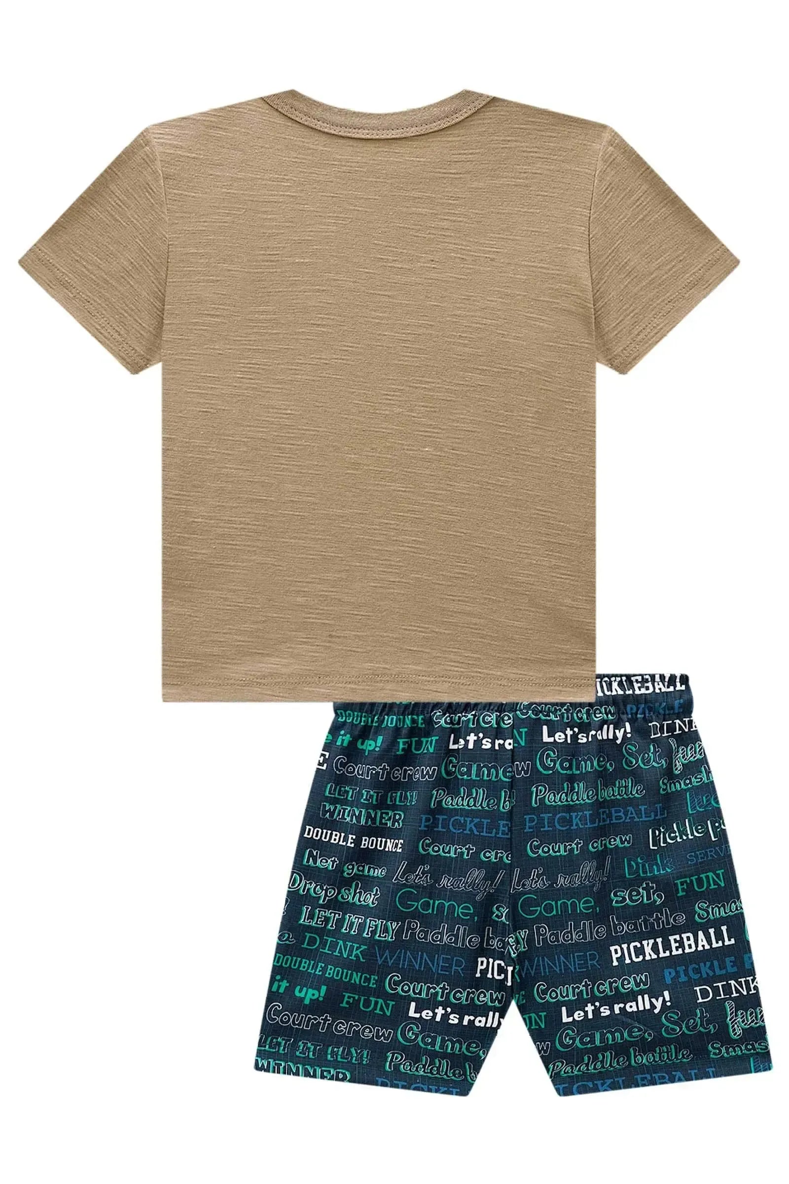 Conjunto de Camiseta em Meia Malha Flamê e Bermuda em Nylon Ergonomic com Elastano 97915 LucBoo Infantil Menino