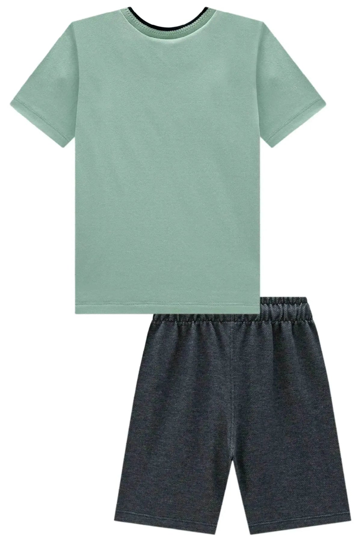 Conjunto de Camiseta em Piquet com Elastano e Bermuda em Cotton Jeans com Elastano 99544 LucBoo Infantil Menino
