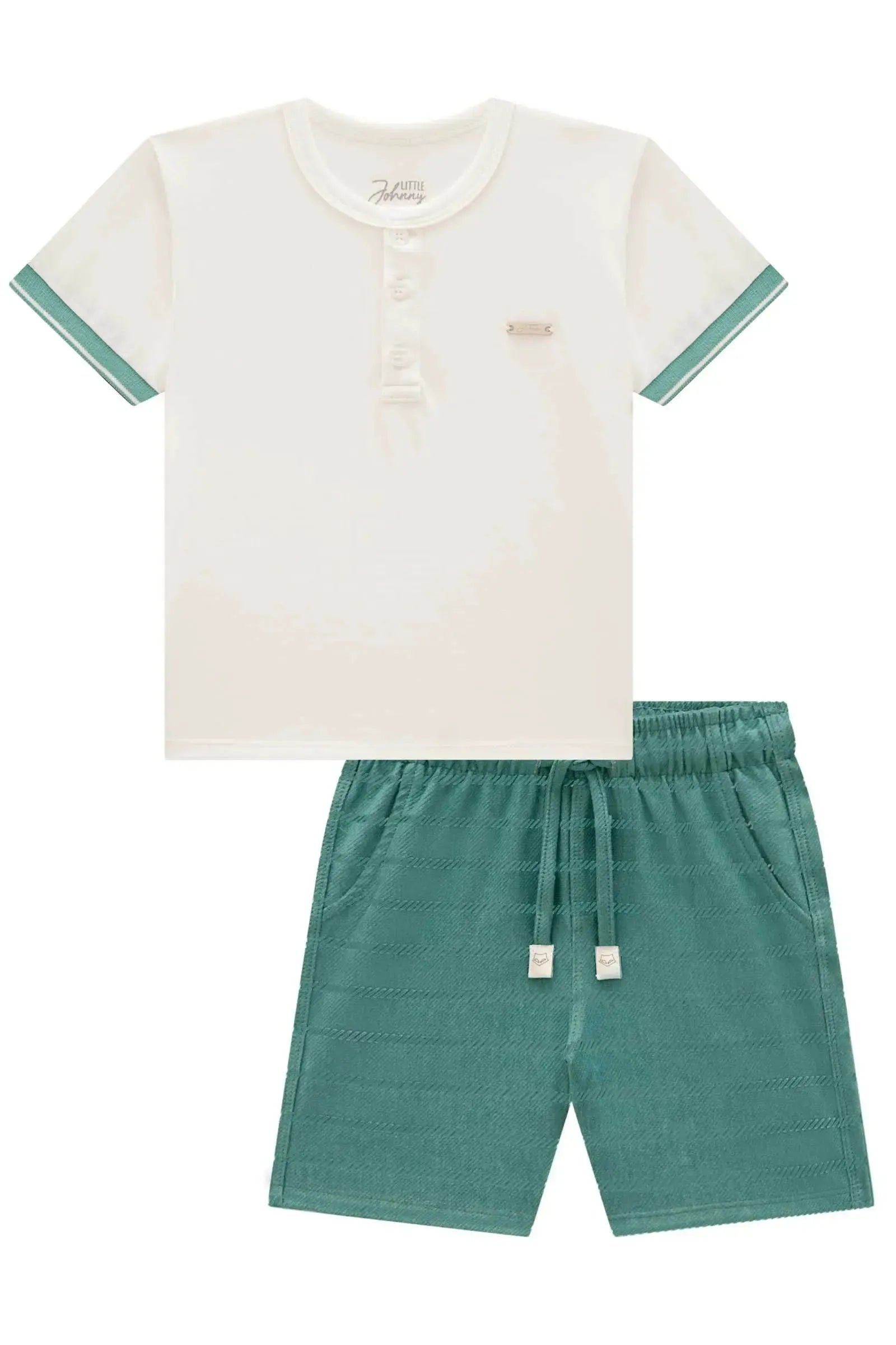 Conjunto de Camiseta em Suedine e Bermuda em Cotton Jeans com Elastano 95164 Johnny Fox Teen Menino
