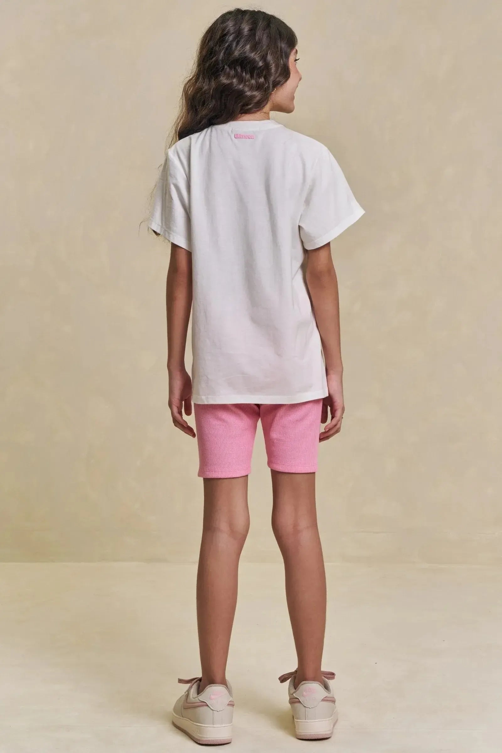 Conjunto de Camiseta Over em Meia Malha e Bermuda Biker em Soft Line 95940 Lilimoon Teen Menina