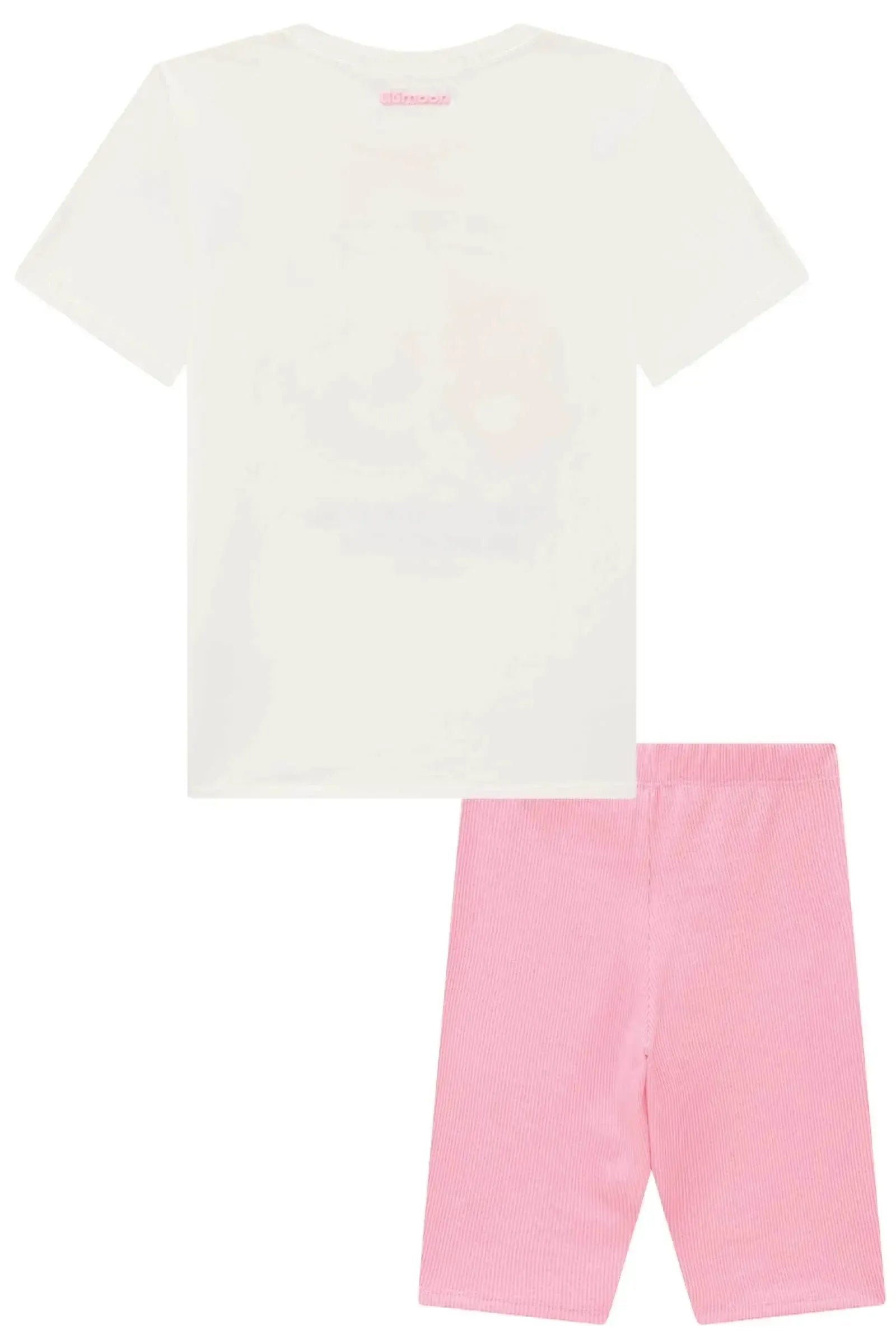 Conjunto de Camiseta Over em Meia Malha e Bermuda Biker em Soft Line 95940 Lilimoon Teen Menina