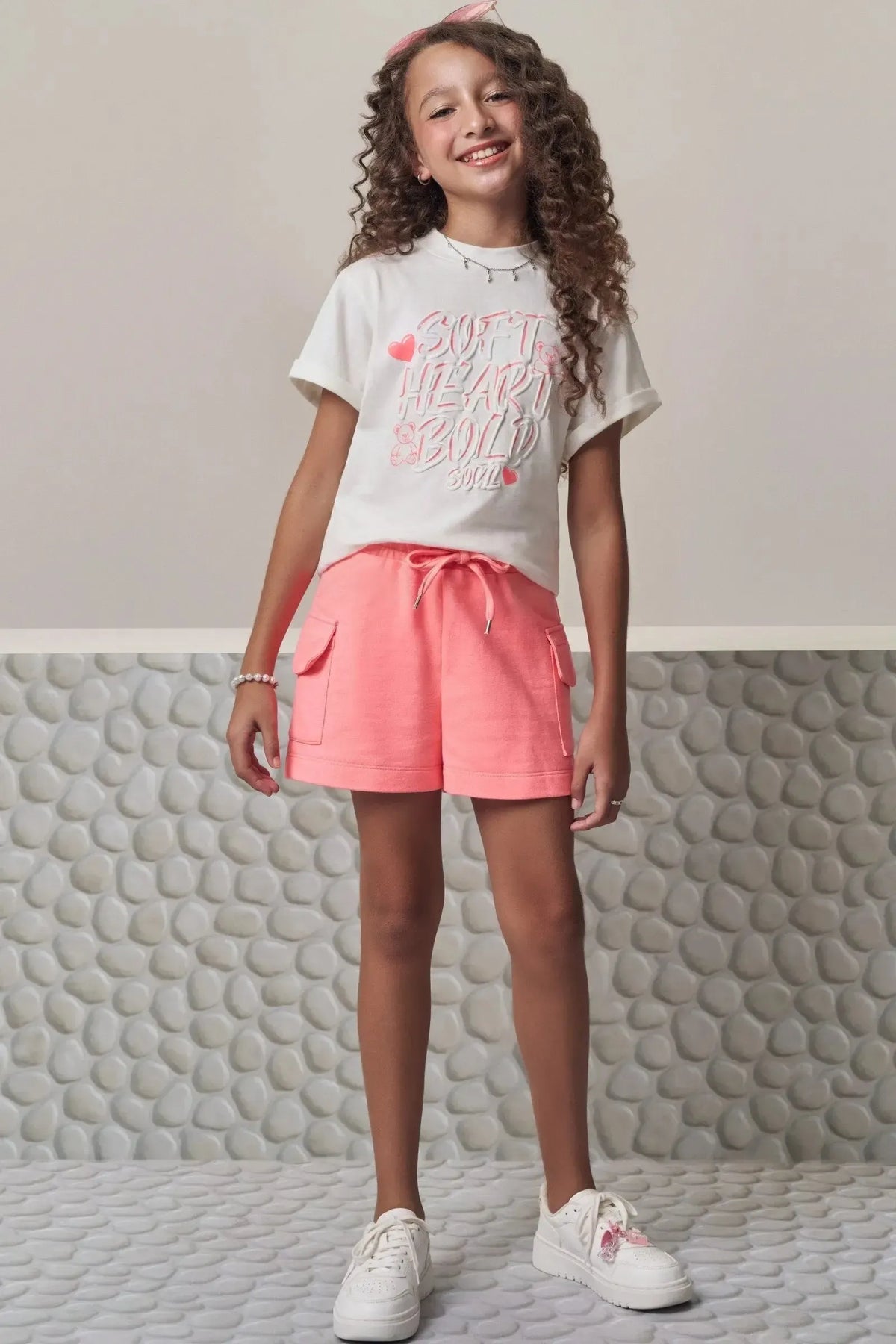Conjunto de Camiseta Over em Meia Malha e Shorts em Moletom sem Pelúcia 98793 Lilimoon Teen Menina