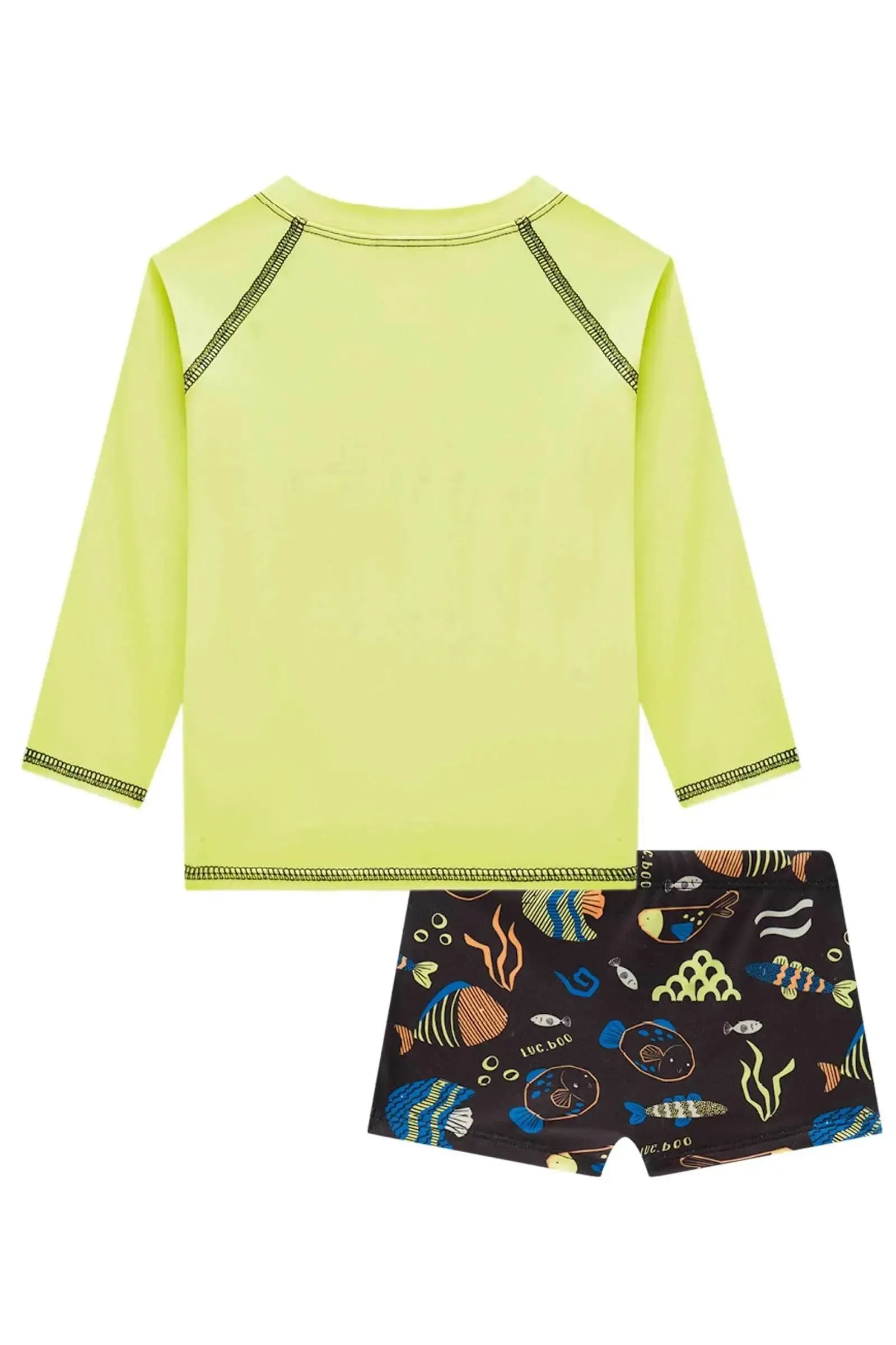 Conjunto de Camiseta Sunga e Chapéu em Malha UV Dry com Proteção UV50+ 88687 LucBoo Bebê Menino