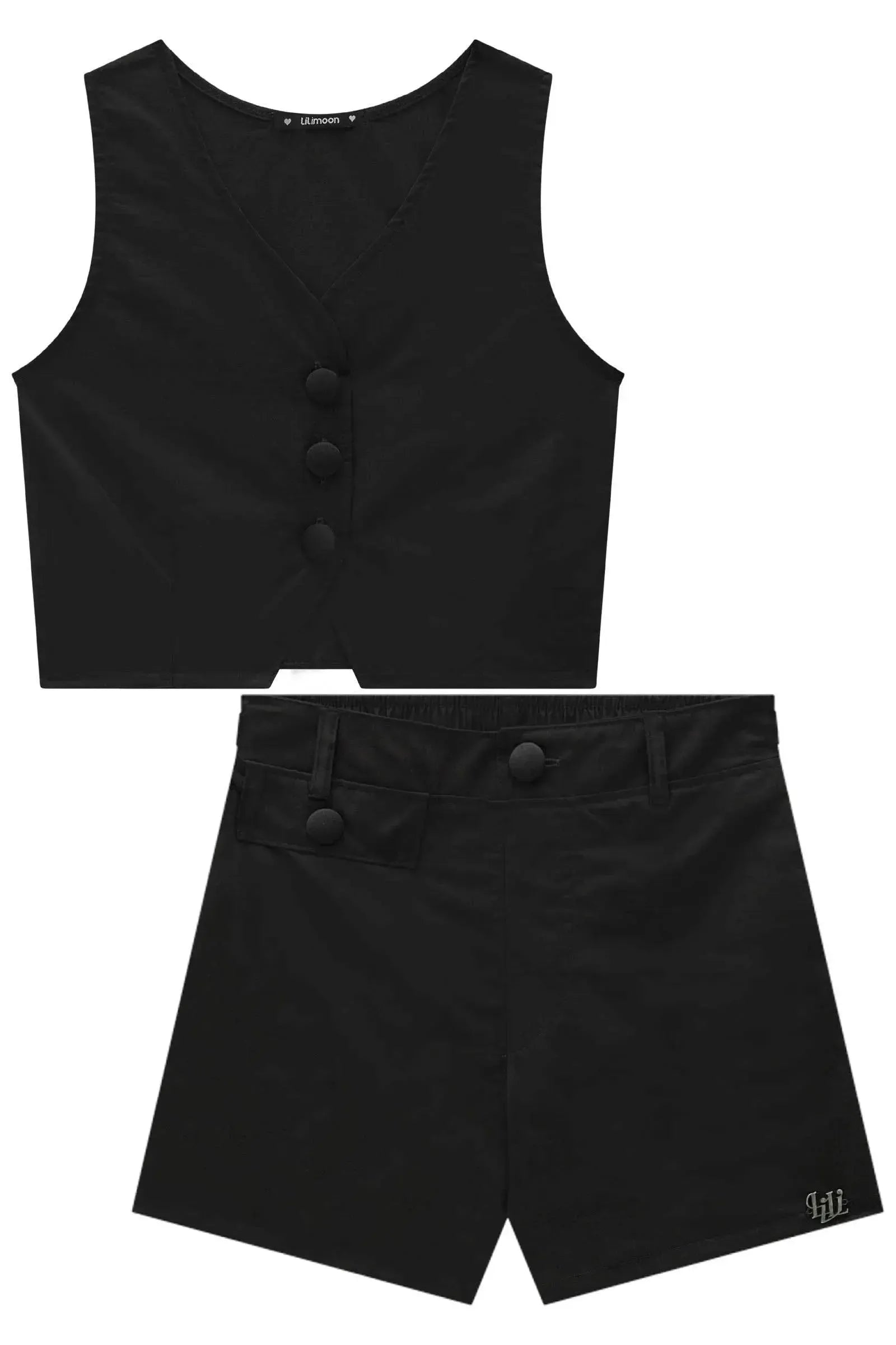 Conjunto de Colete e Shorts em Alfaiataria Amore 92557 Lilimoon Teen Menina