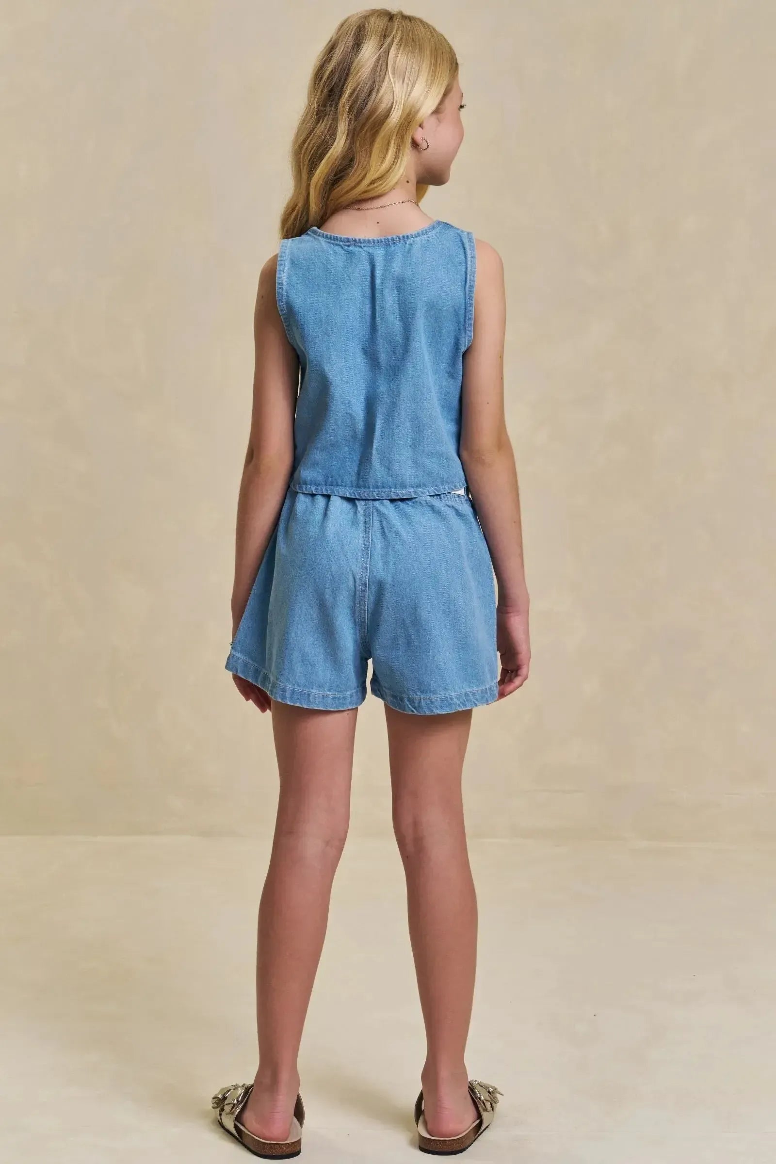 Conjunto de Colete e Shorts em Jeans Arkansas 96278 Lilimoon Teen Menina