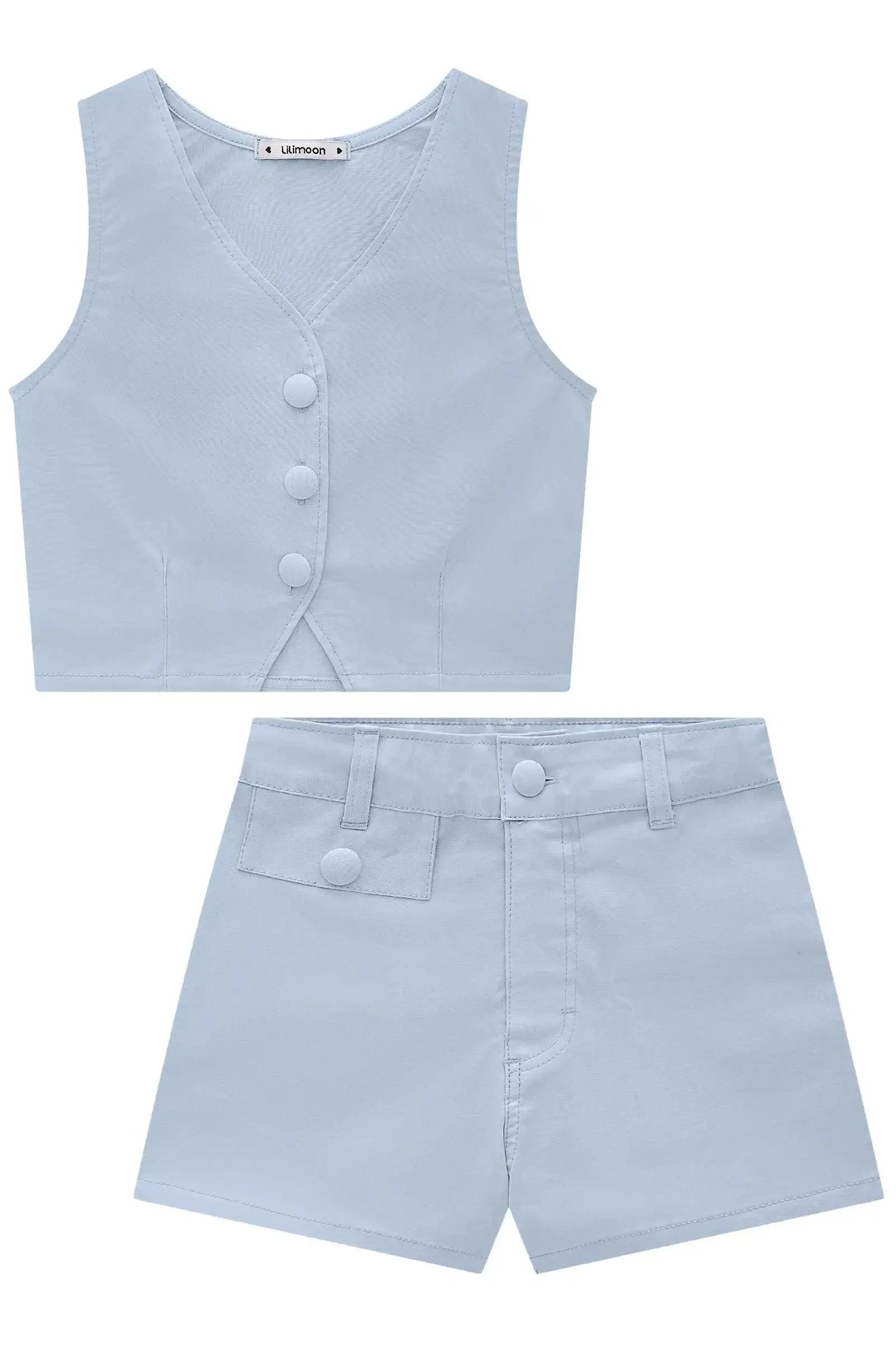 Conjunto de Colete e Shorts em Sarja com Elastano 84284 Lilimoon Teen Menina