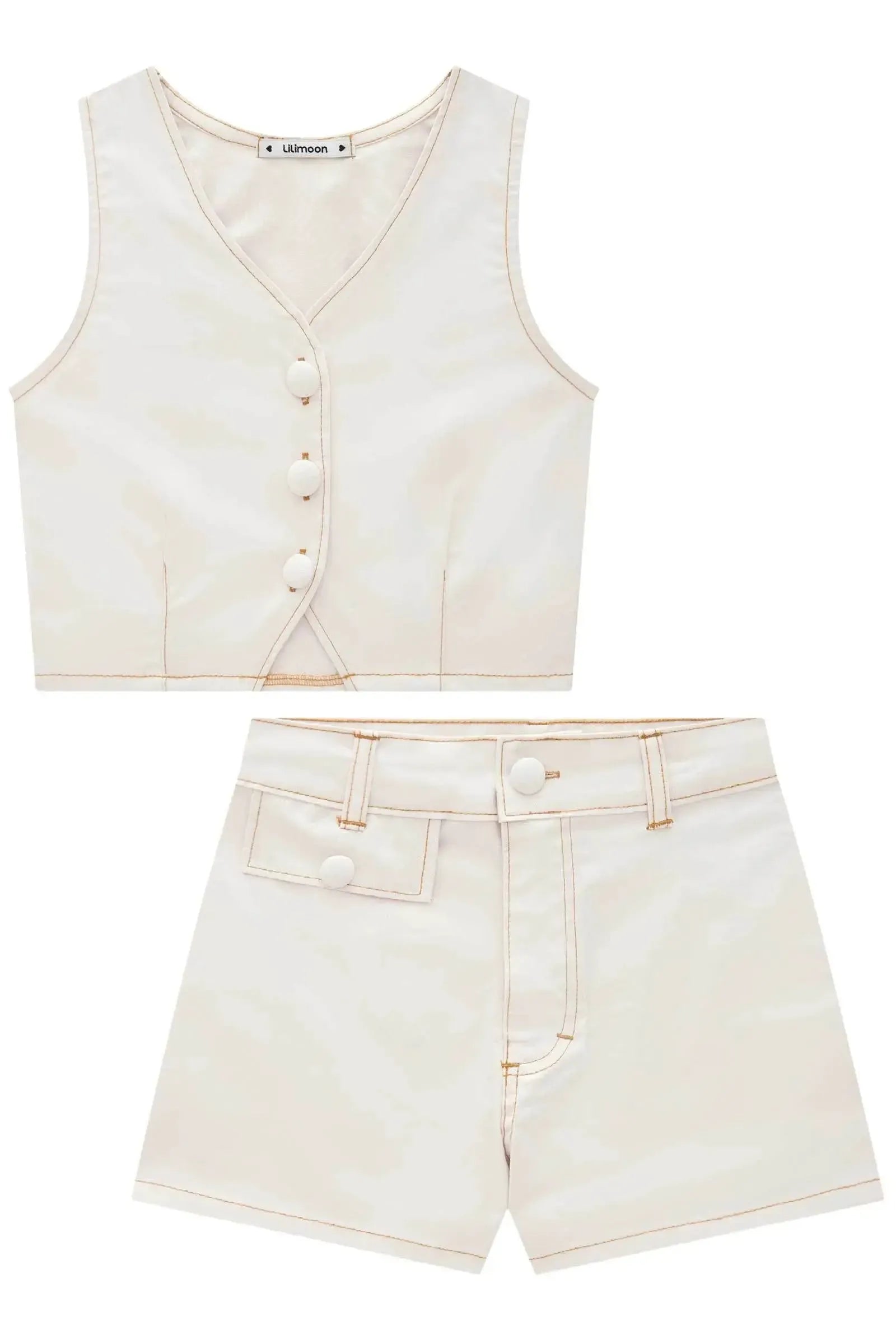 Conjunto de Colete e Shorts em Sarja com Elastano 84284 Lilimoon Teen Menina