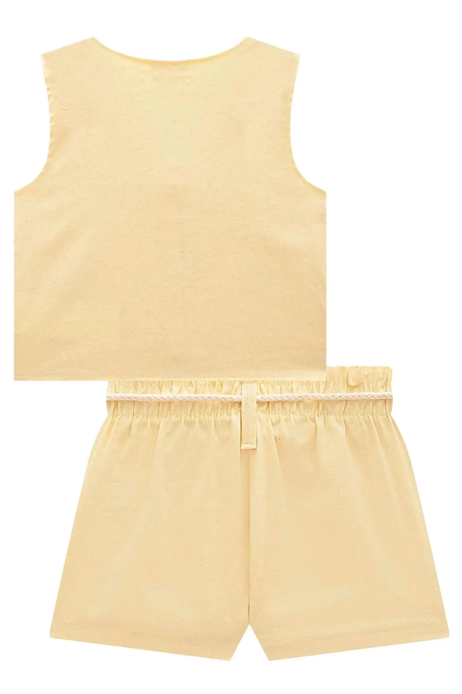 Conjunto de Colete e Shorts em Viscolinho Sarjado 98284 Kukiê Infantil Menina