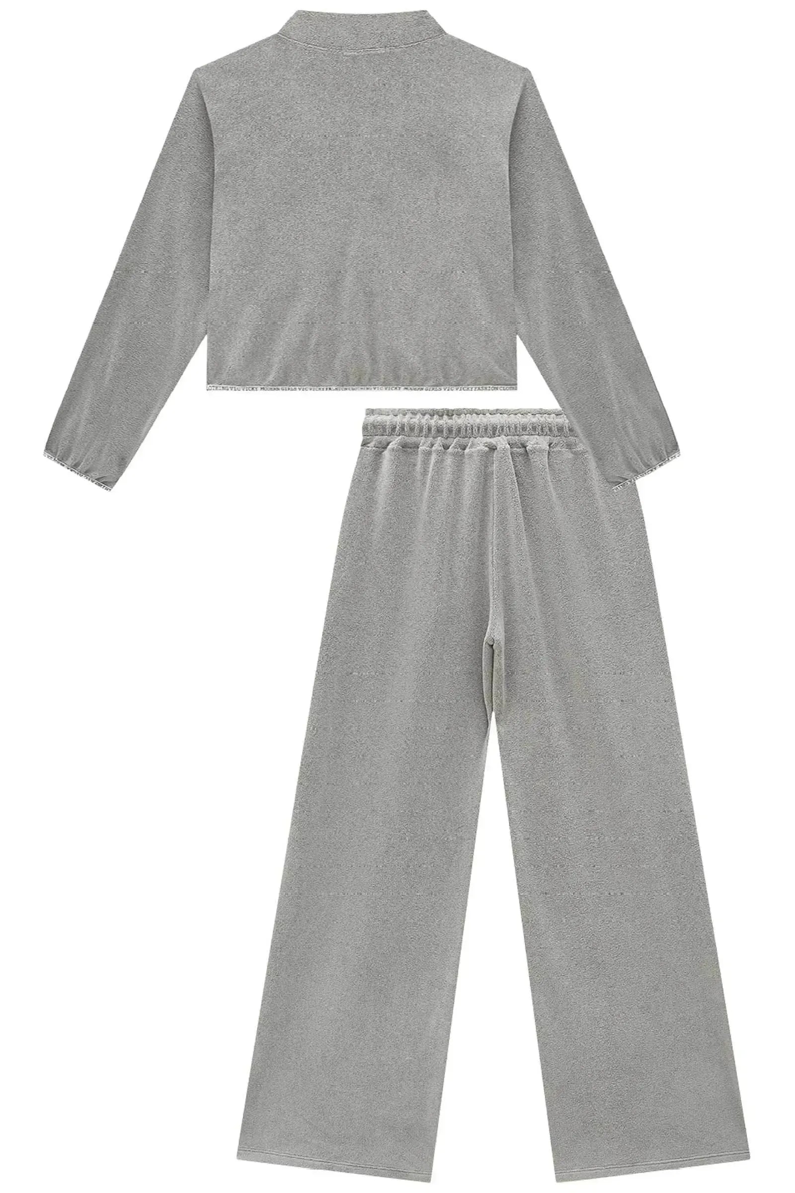 Conjunto de Jaqueta Boxy e Calça Wide Leg em Fleece 91992 Vic&Vicky Teen Menina