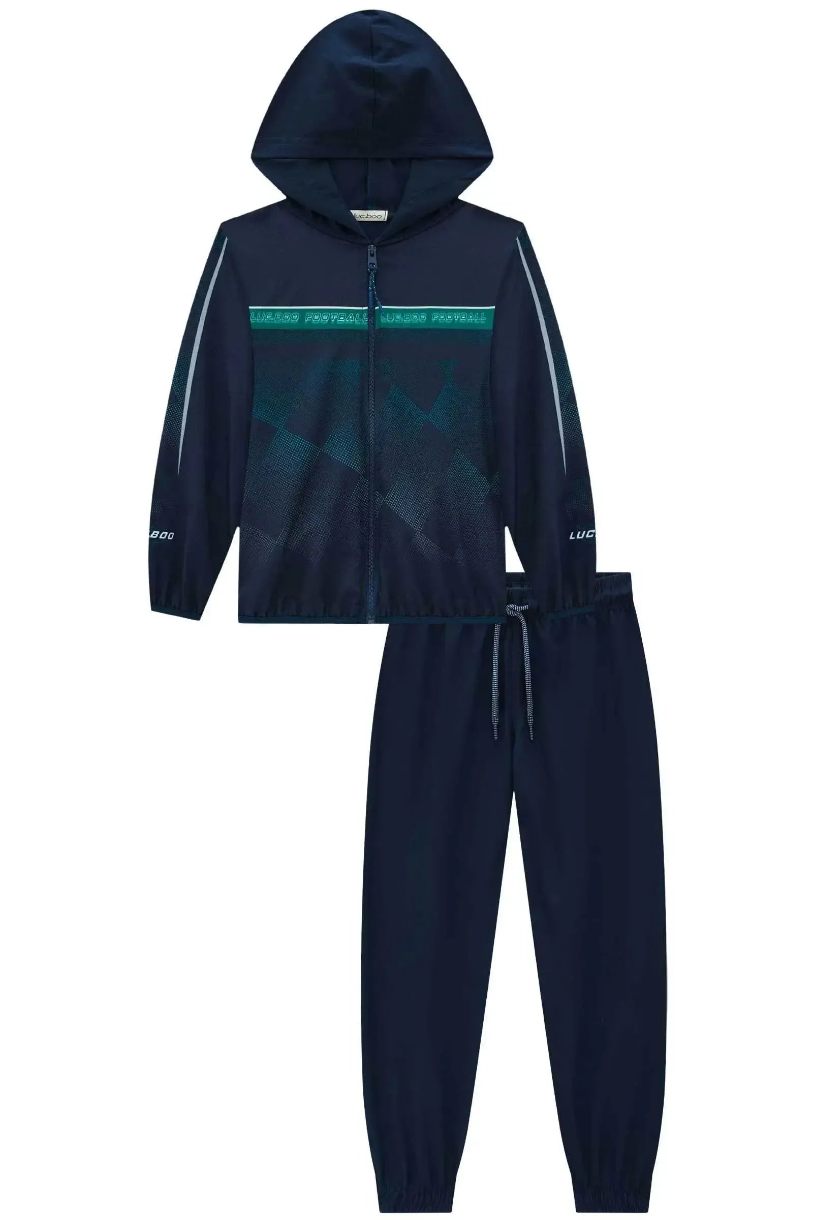 Conjunto de Jaqueta Corta Vento e Calça Jogger em Nylon com Elastano 91789 LucBoo Infantil Menino