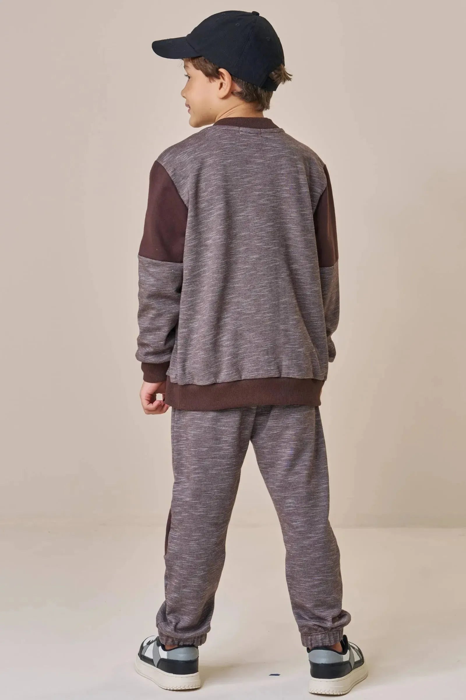 Conjunto de Jaqueta e Calça Jogger em Mesclado Bicolor com Elastano 90160 LucBoo Infantil Menino