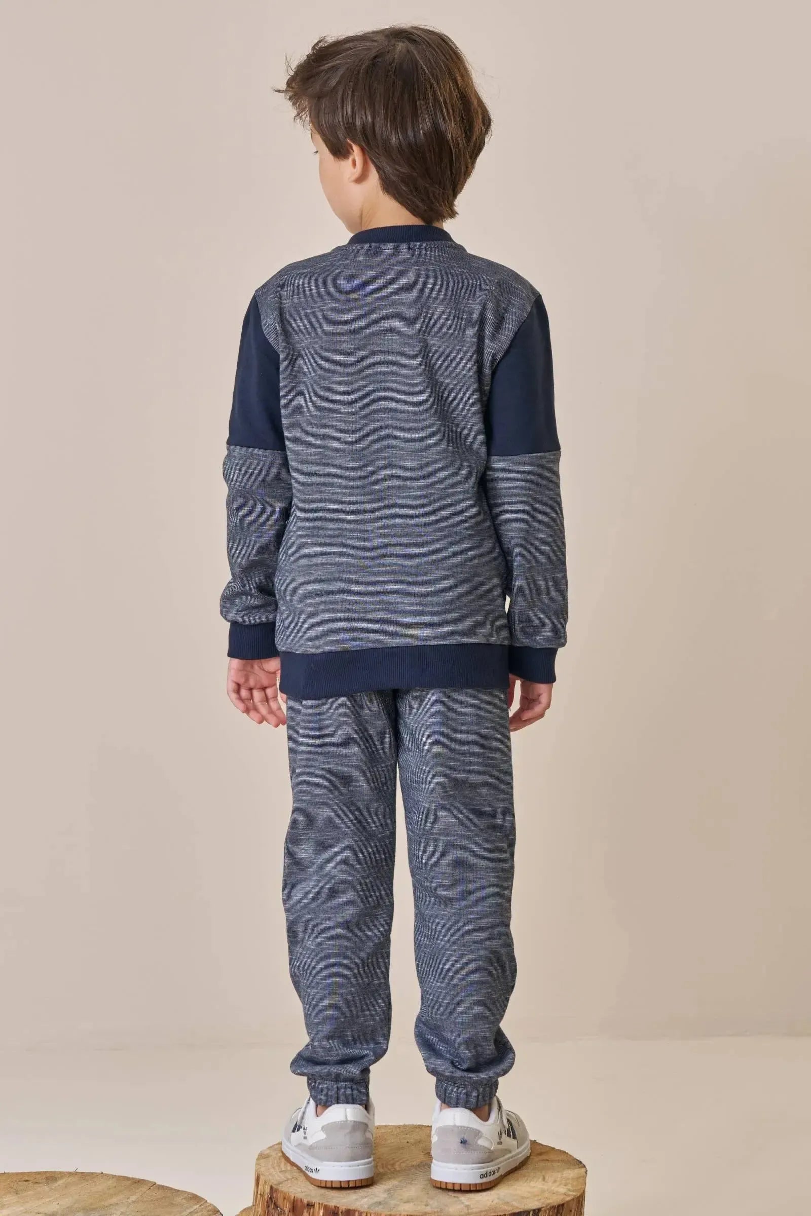 Conjunto de Jaqueta e Calça Jogger em Mesclado Bicolor com Elastano 90160 LucBoo Infantil Menino