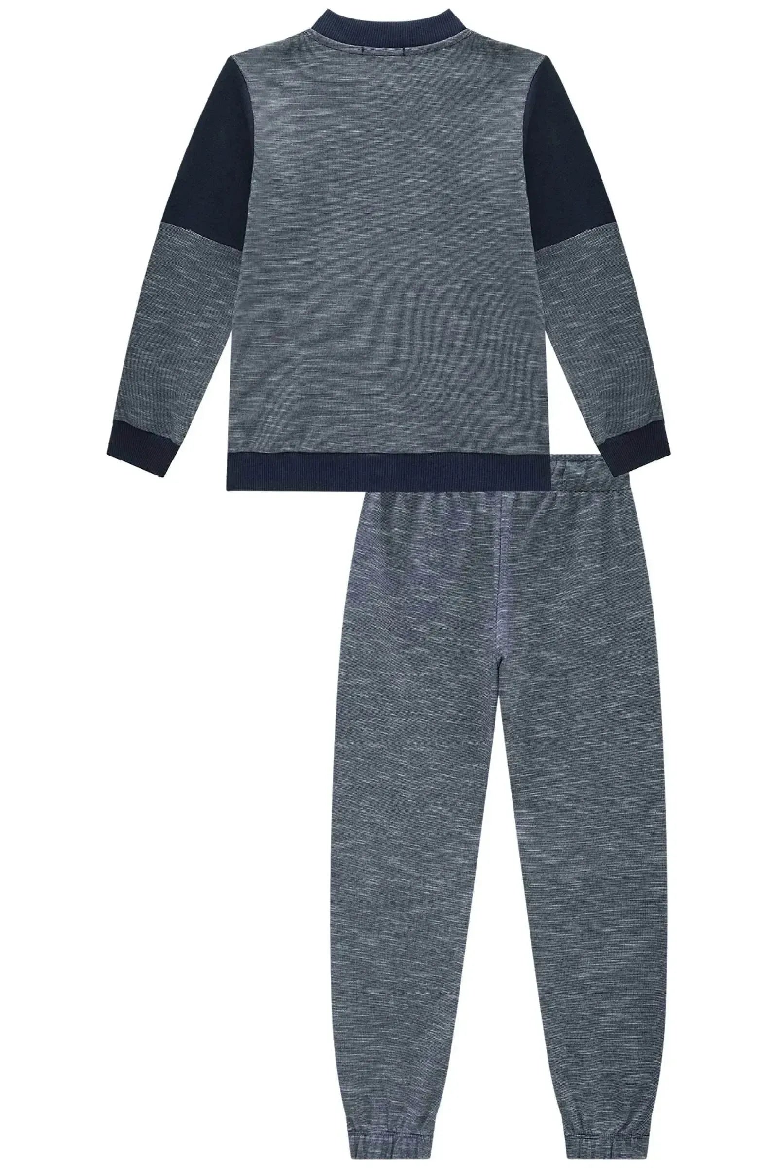 Conjunto de Jaqueta e Calça Jogger em Mesclado Bicolor com Elastano 90160 LucBoo Infantil Menino