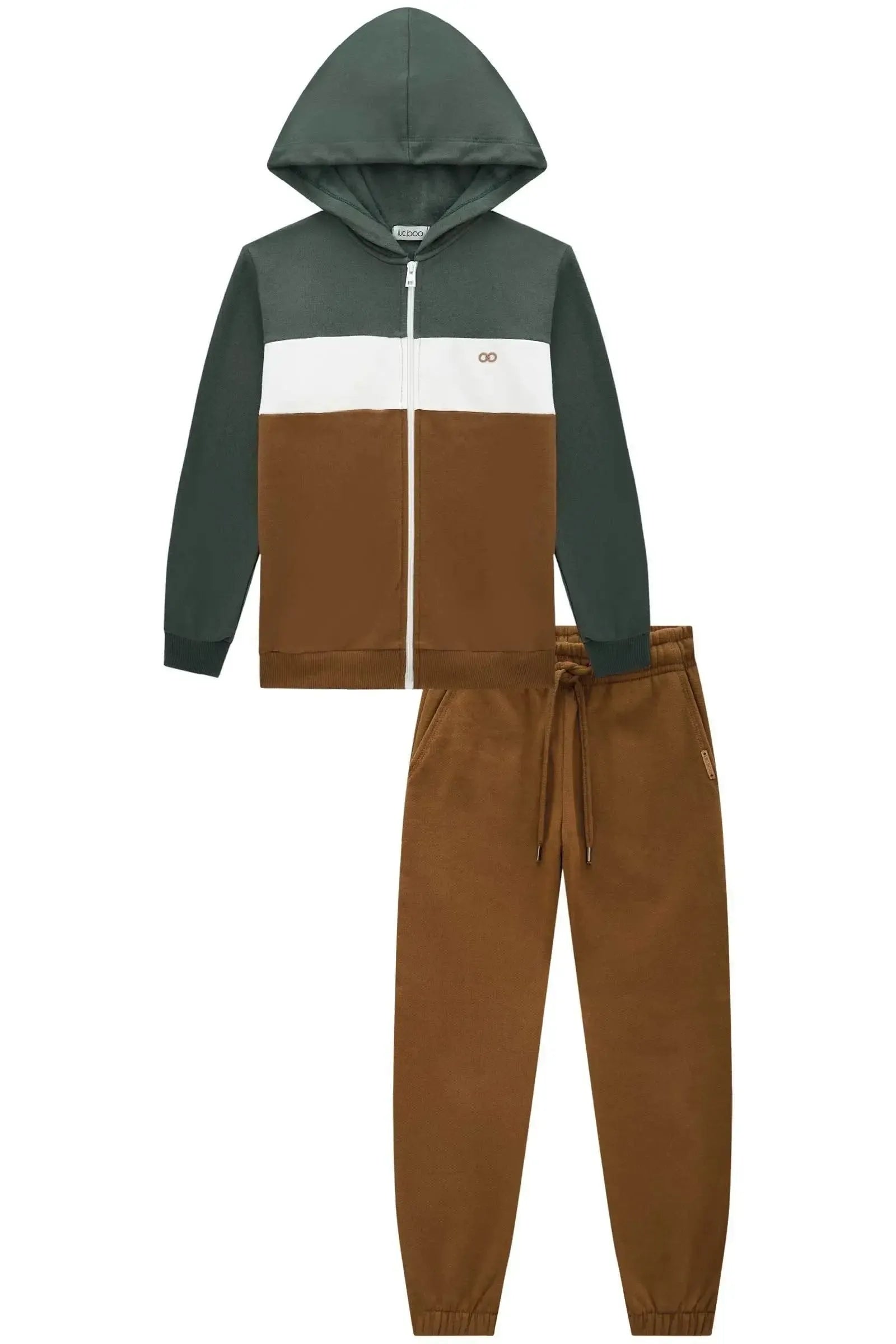 Conjunto de Jaqueta e Calça Jogger em Moletom com Pelúcia 90367 LucBoo Infantil Menino