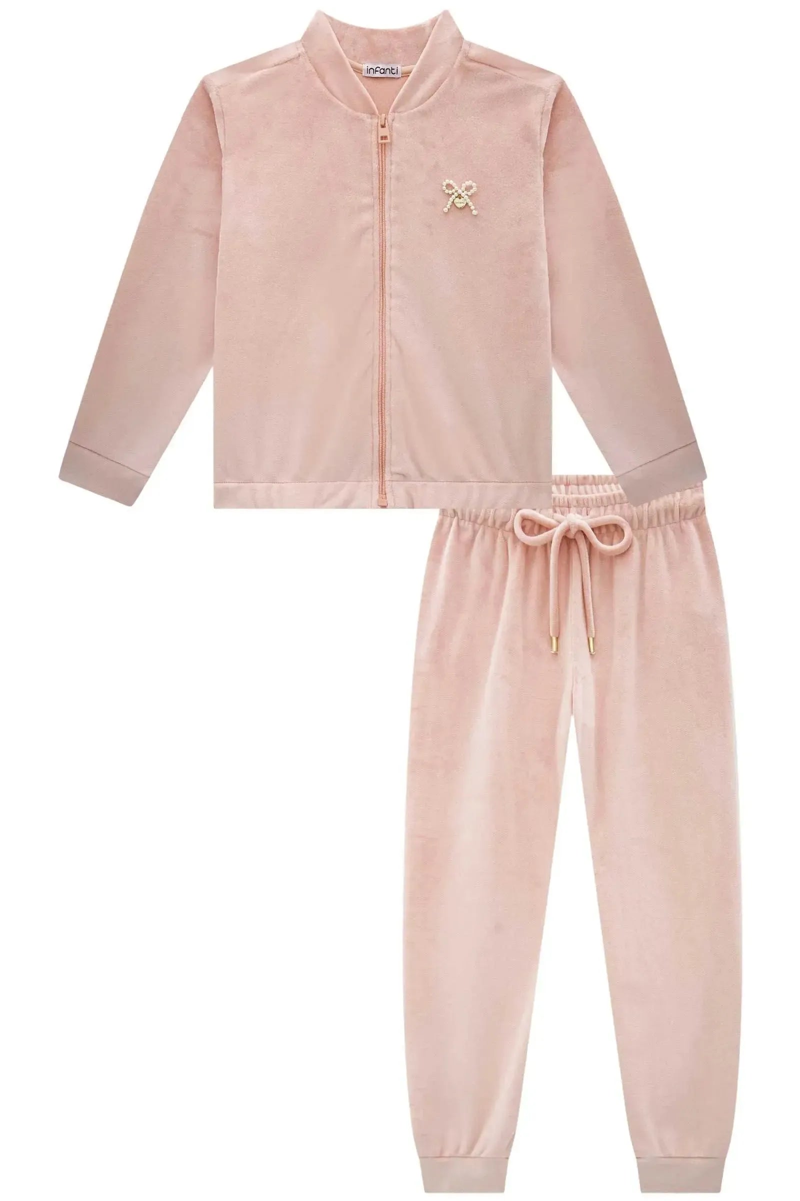 Conjunto de Jaqueta e Calça Jogger em Veludo com Elastano 92577 Infanti Infantil Menina