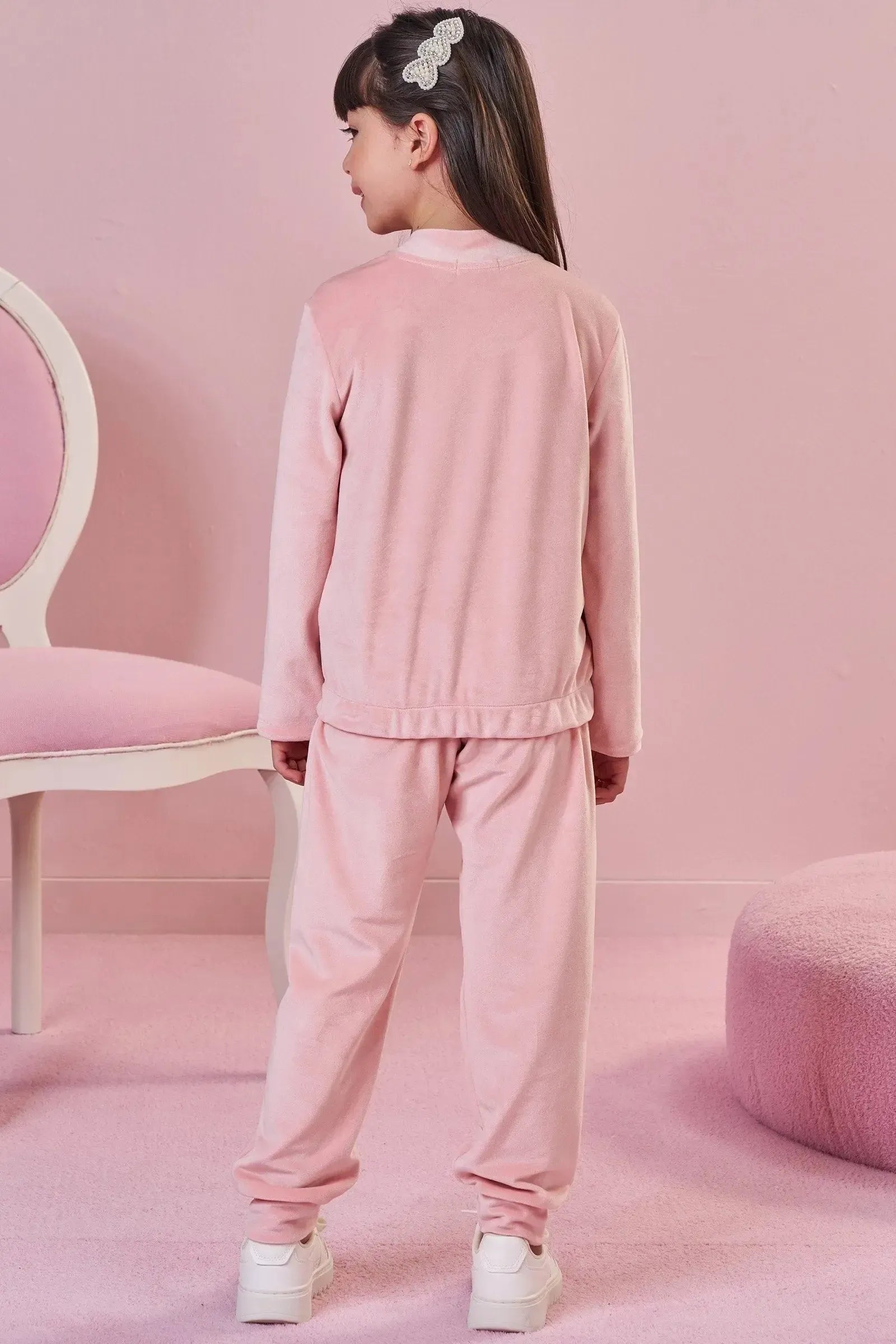 Conjunto de Jaqueta e Calça Jogger em Veludo com Elastano 92577 Infanti Infantil Menina