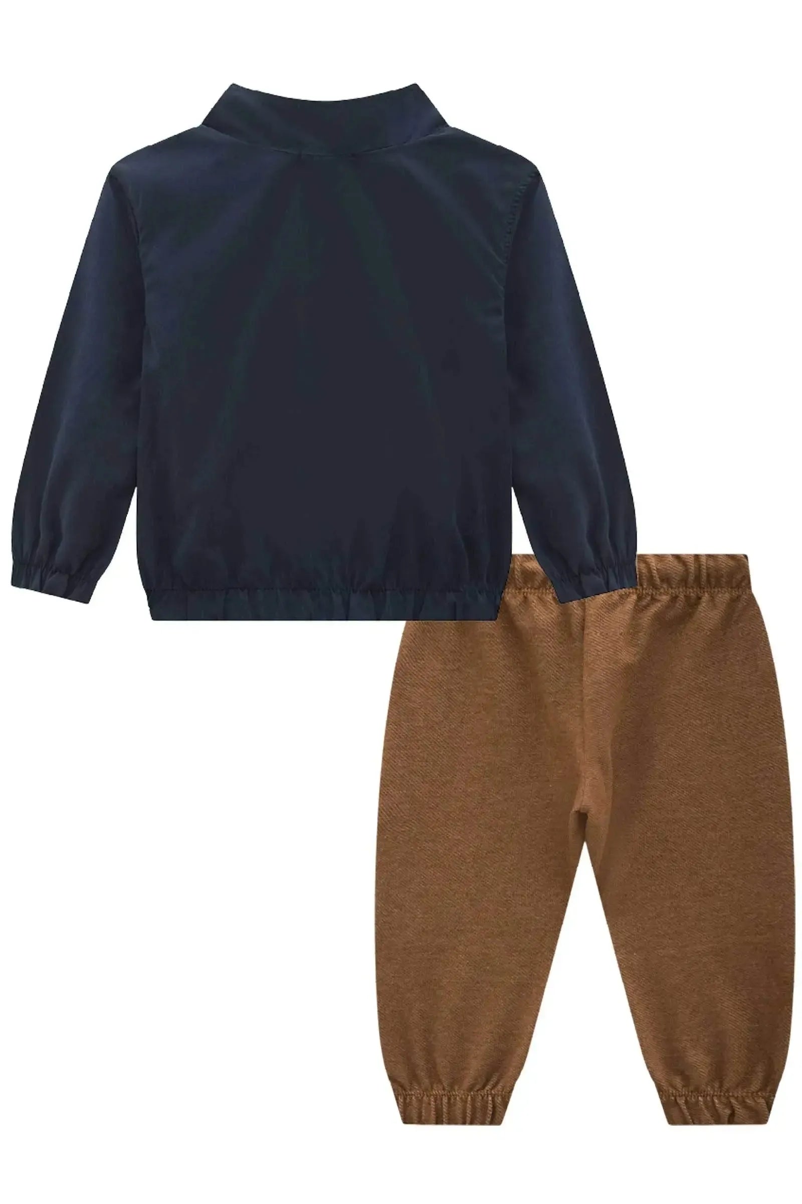 Conjunto de Jaqueta em Nylon Cupro e Calça Jogger em Cotton Jeans com Elastano 89762 LucBoo Bebê Menino