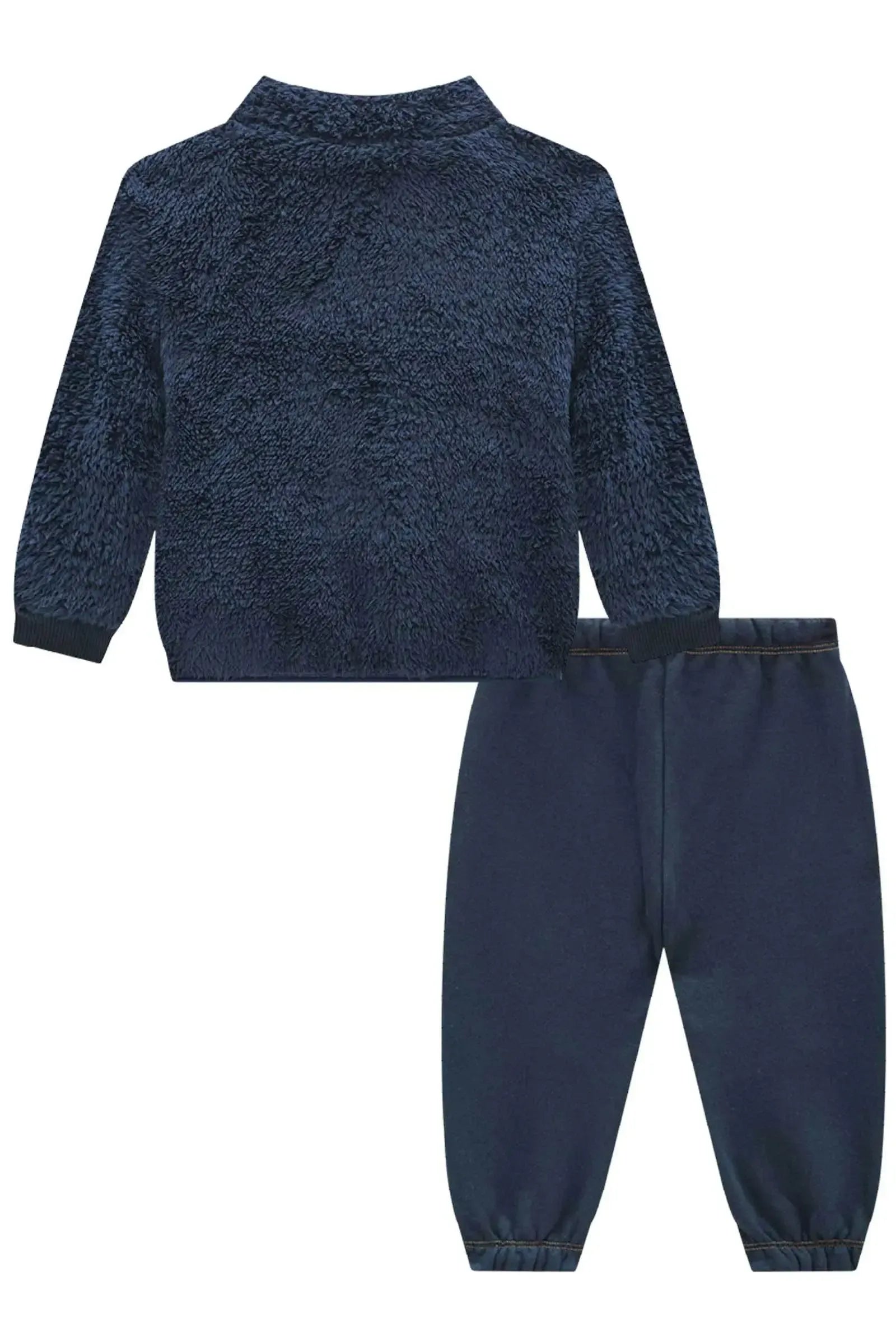 Conjunto de Jaqueta em Pelo e Forro em Soft Melange e Calça Jogger em Moletom com Pelúcia 92081 LucBoo Bebê Menino