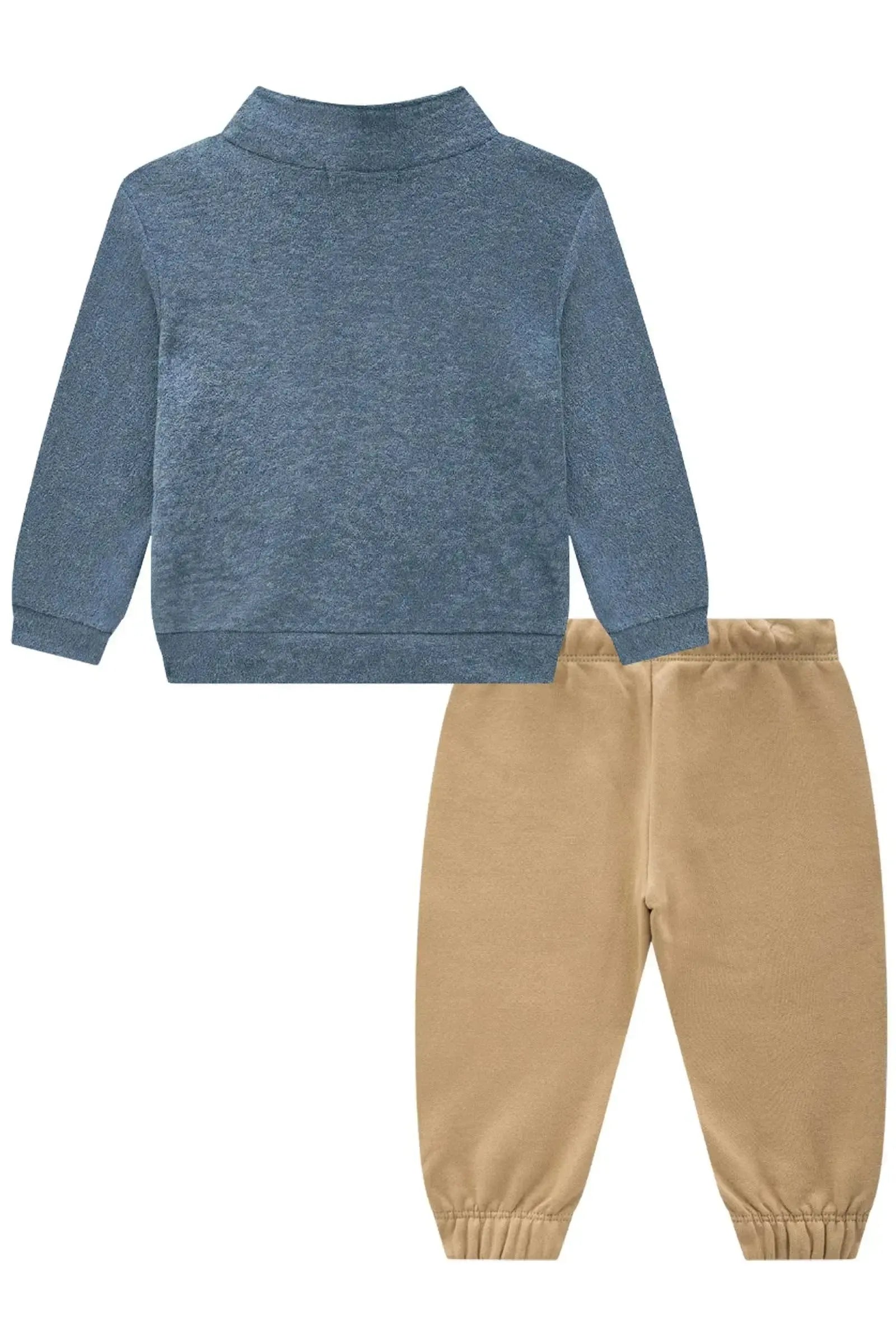 Conjunto de Jaqueta em Soft Melange e Calça Jogger em Moletom com Pelúcia 92044 LucBoo Bebê Menino