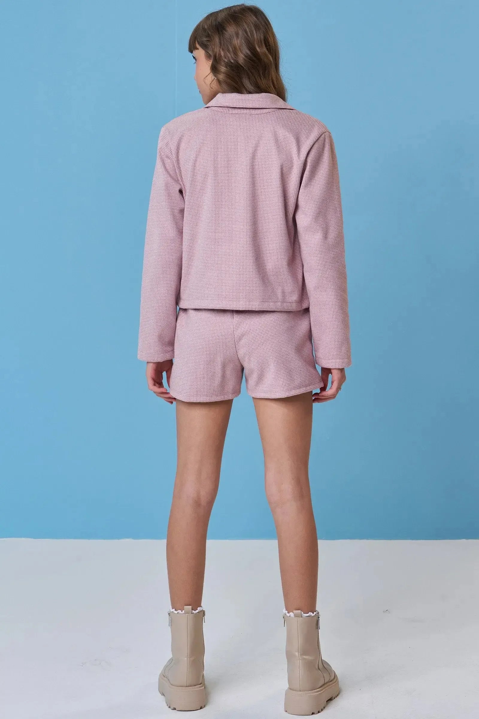 Conjunto de Jaqueta Shacket e Shorts em Flanela Versalhes 91974 Vic&Vicky Teen Menina
