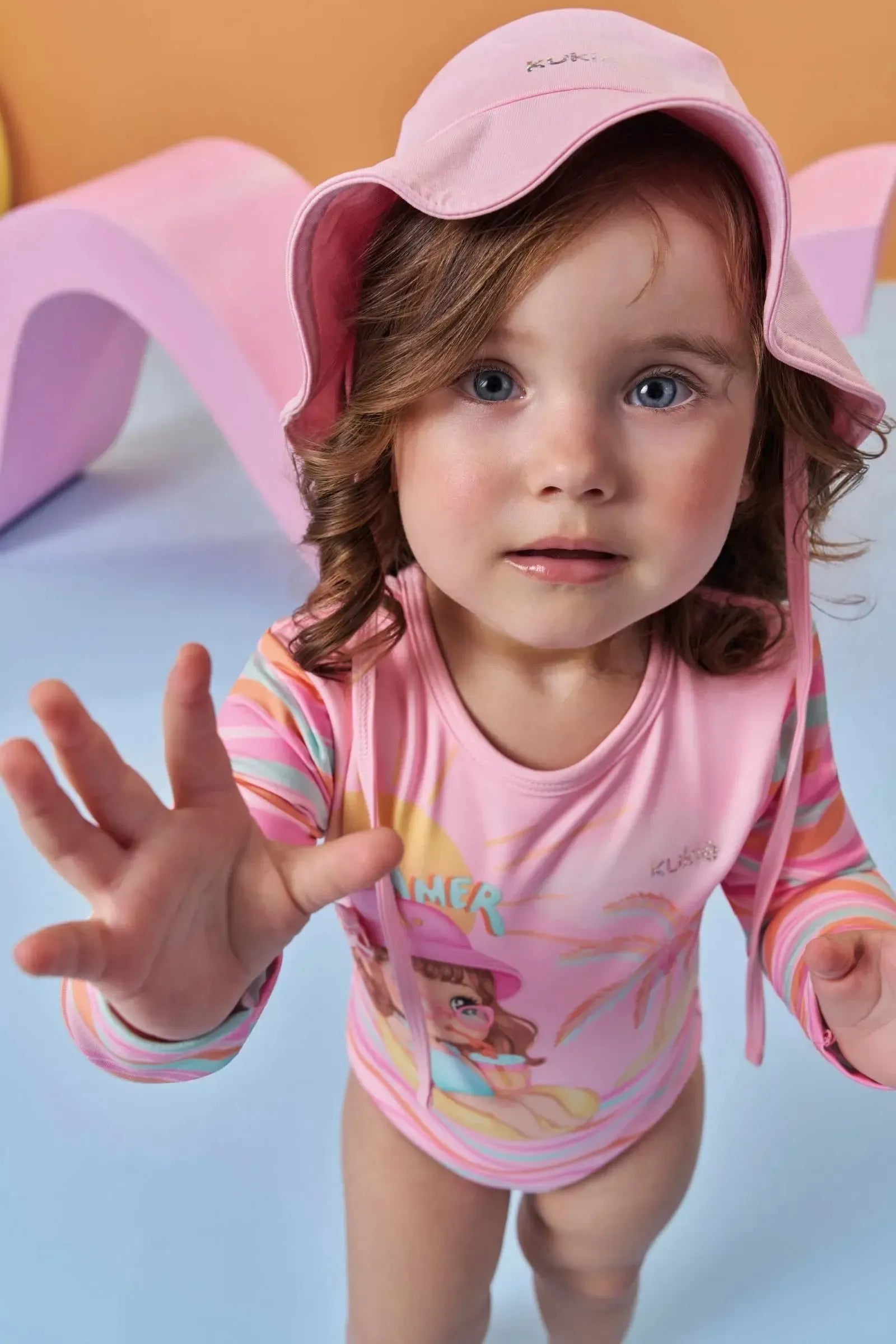 Conjunto de Maiô e Chapéu em Malha com Proteção UV50+ 96249 Kukiê Bebê Menina