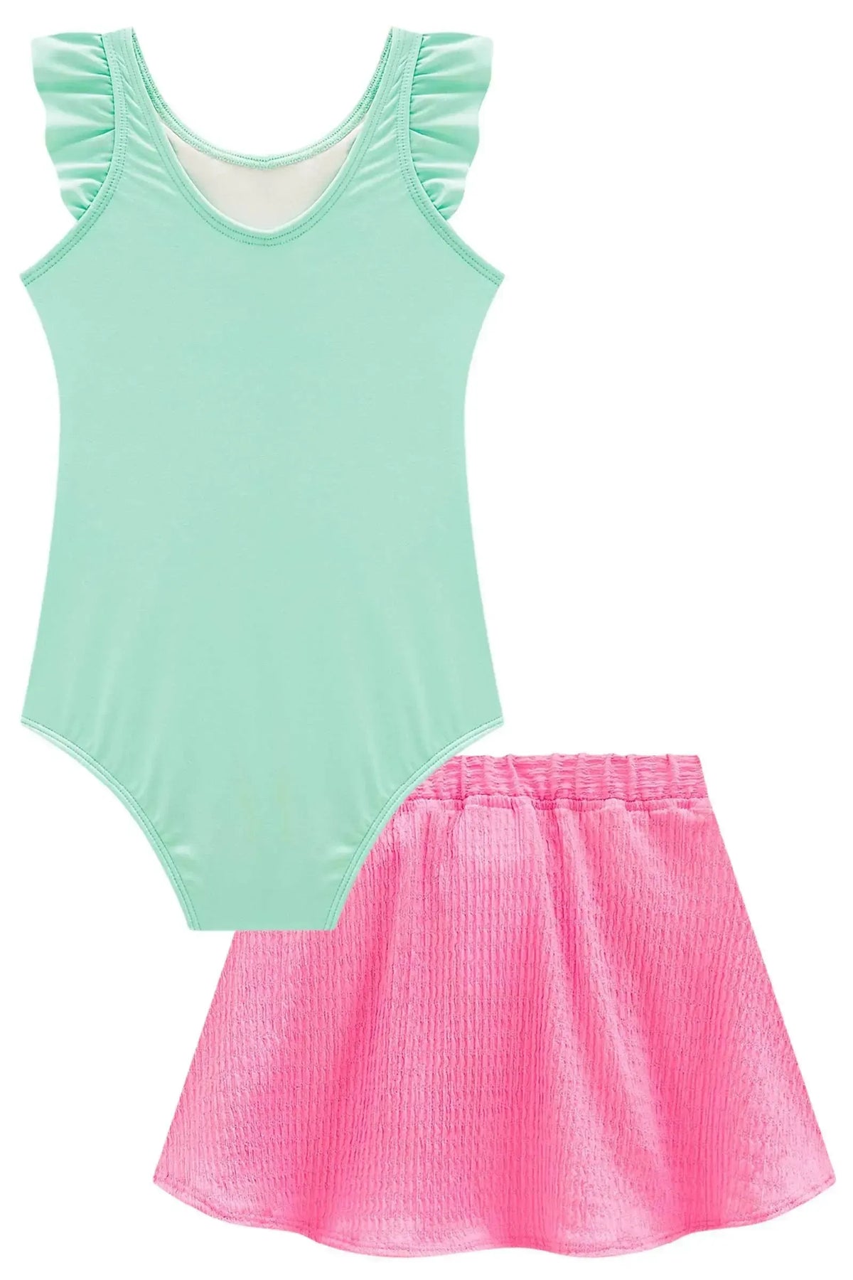 Conjunto de Maiô em Malha UV Dry com Proteção UV 50+ com Saia em Malha Textura 98475 Infanti Infantil Menina