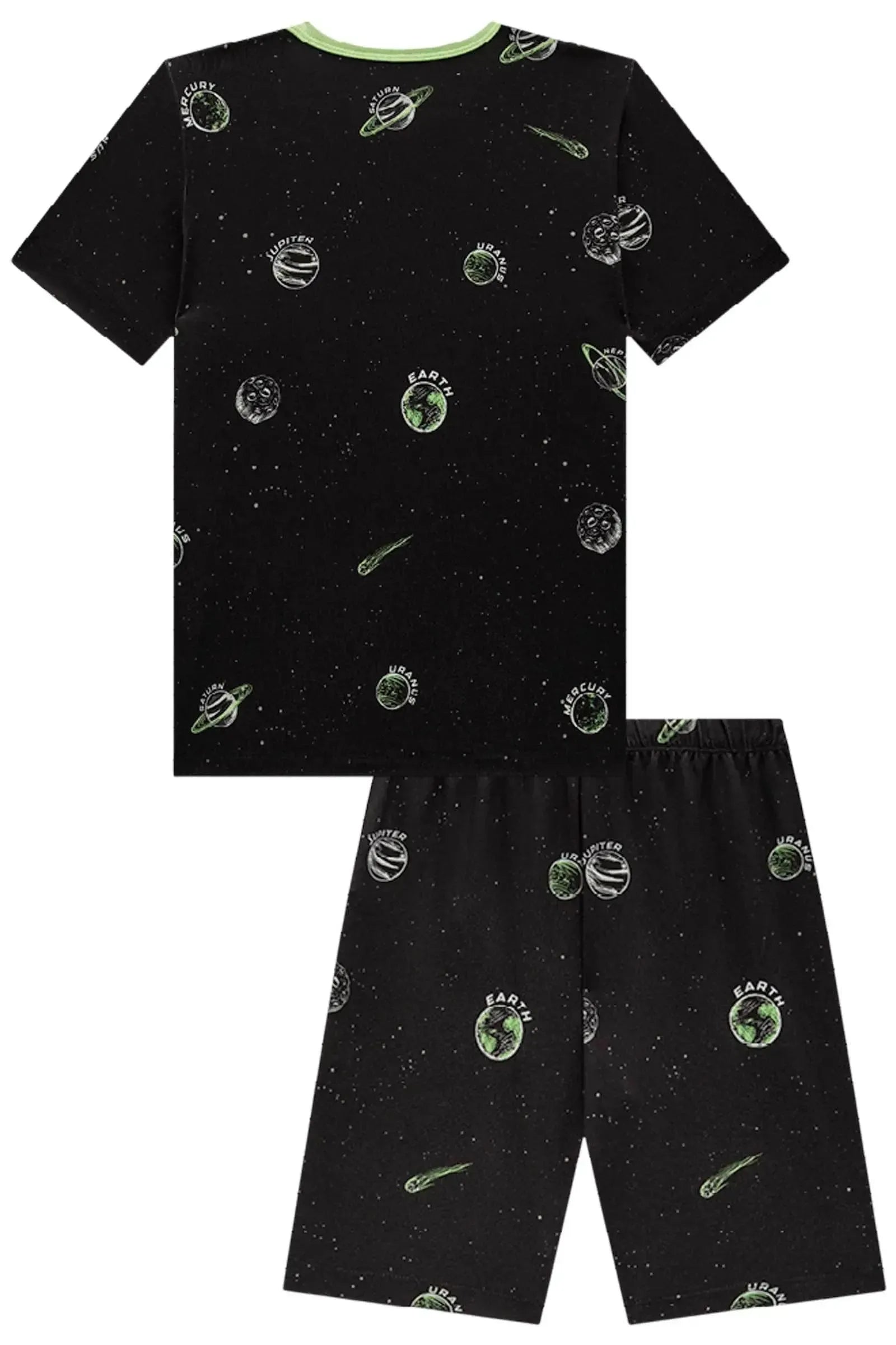 Conjunto de Pijama Camiseta e Bermuda em Malha Comfy 85521 LucBoo Infantil Menino