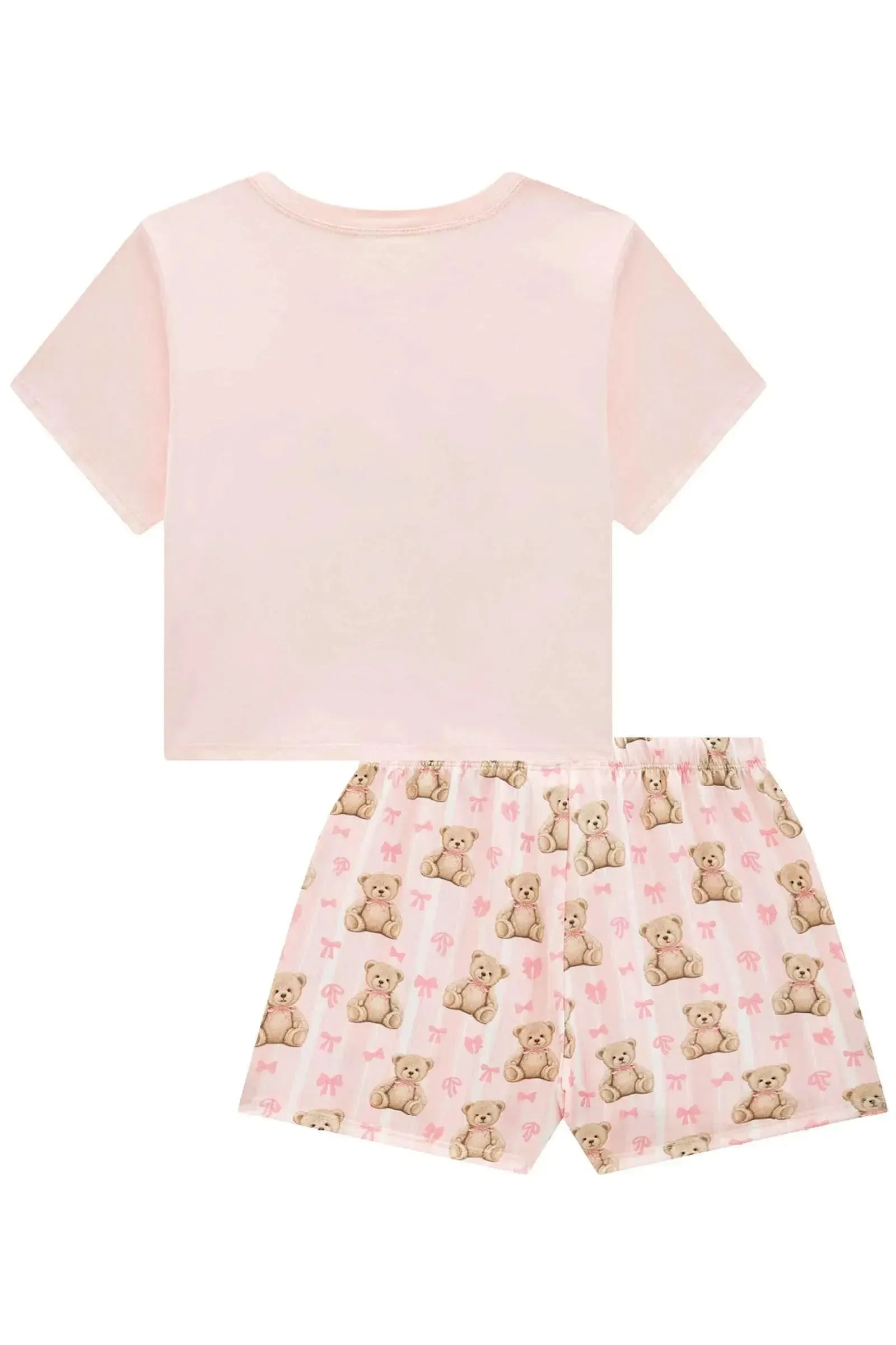 Conjunto de Pijama com Blusa em Meia Malha e Shorts em Malha Fresh 95089 Vic&Vicky Teen Menina