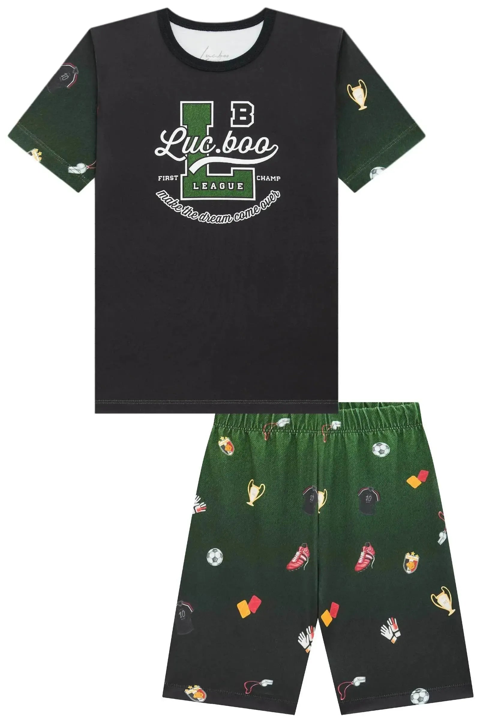 Conjunto de Pijama com Camiseta e Bermuda em Malha Fresh 97085 LucBoo Infantil Menino