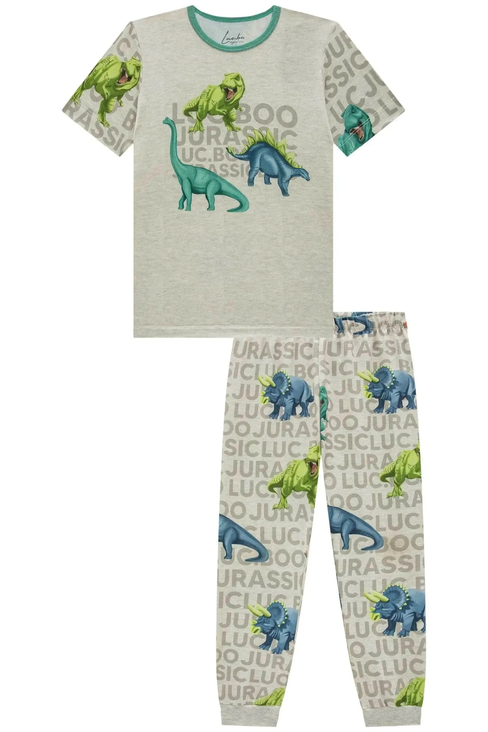 Conjunto de Pijama com Camiseta e Calça em Malha Comfy 85524 LucBoo Infantil Menino