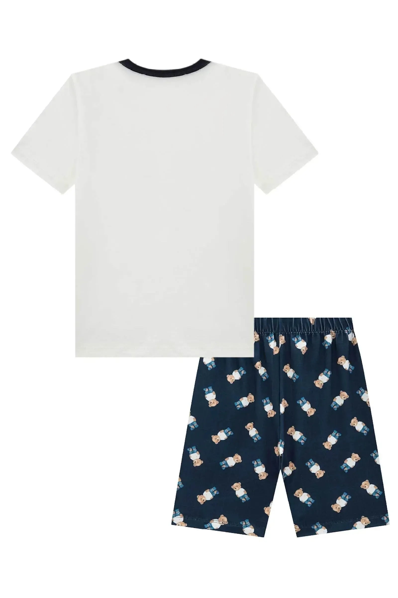 Conjunto de Pijama com Camiseta em Meia Malha e Bermuda em Malha Power 97065 LucBoo Infantil Menino
