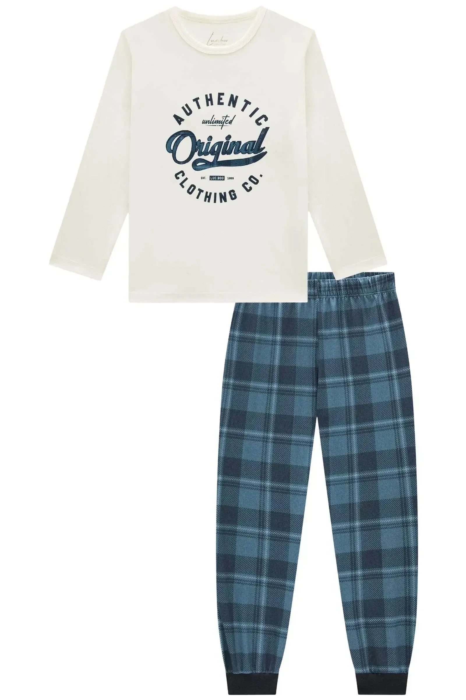 Conjunto de Pijama com Camiseta em Meia Malha e Calça em Malha Comfy 93416 LucBoo Infantil Menino