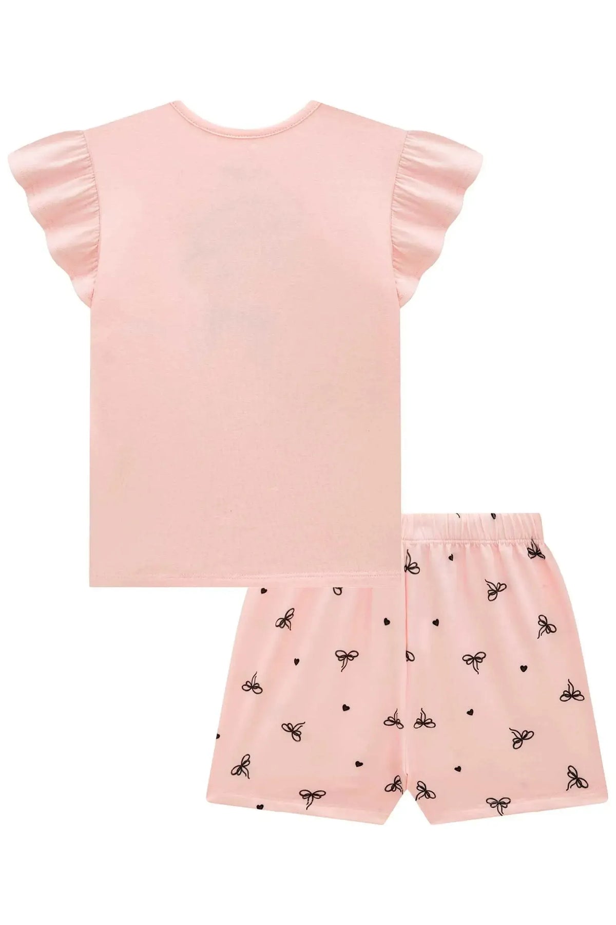 Conjunto de Pijama de Blusa em Cotton e Shorts em Malha Comfy 99711 Kukiê Infantil Menina