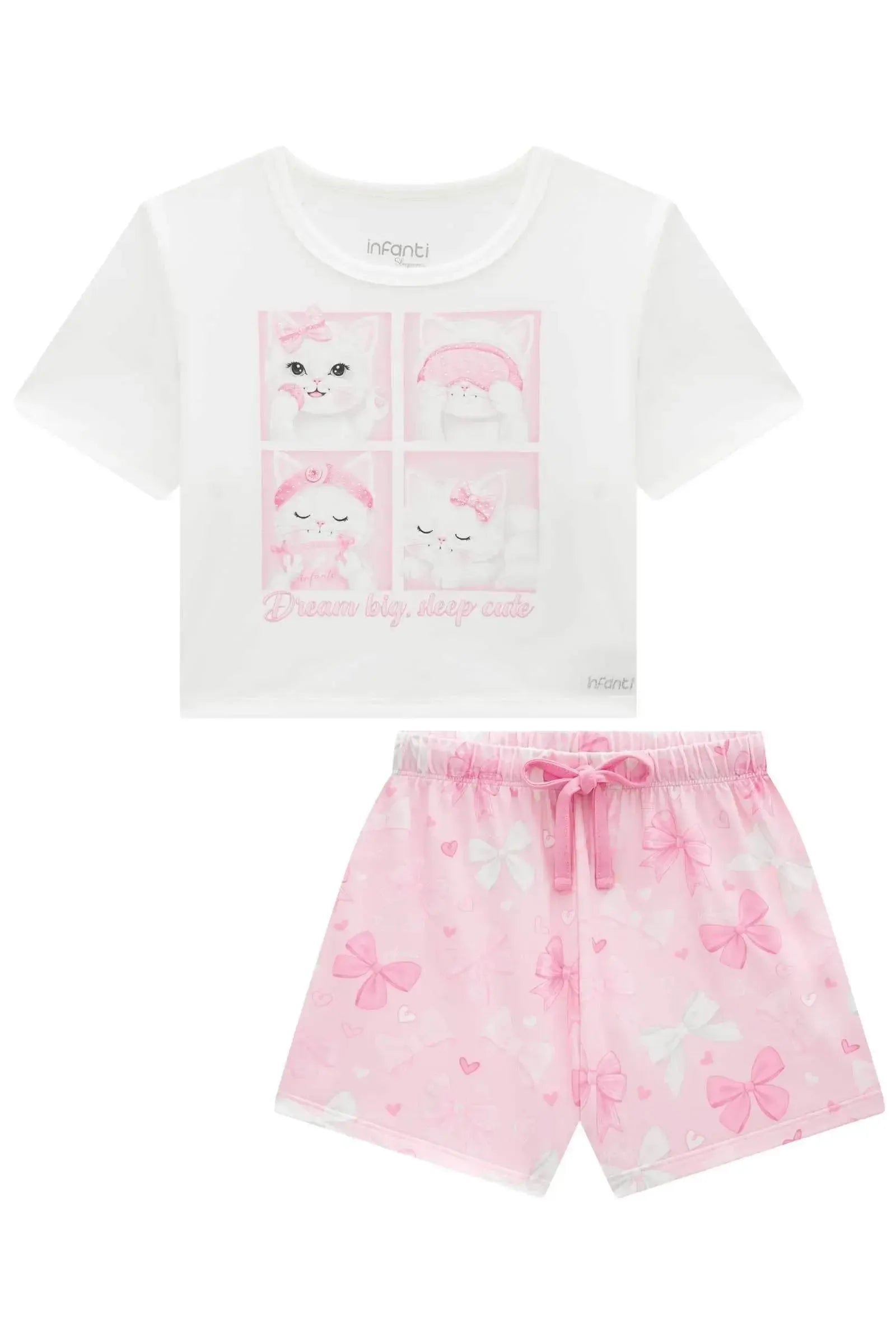 Conjunto de Pijama de Blusa em Malha Fresh com Shorts em Malha Comfy 96036 Infanti Infantil Menina