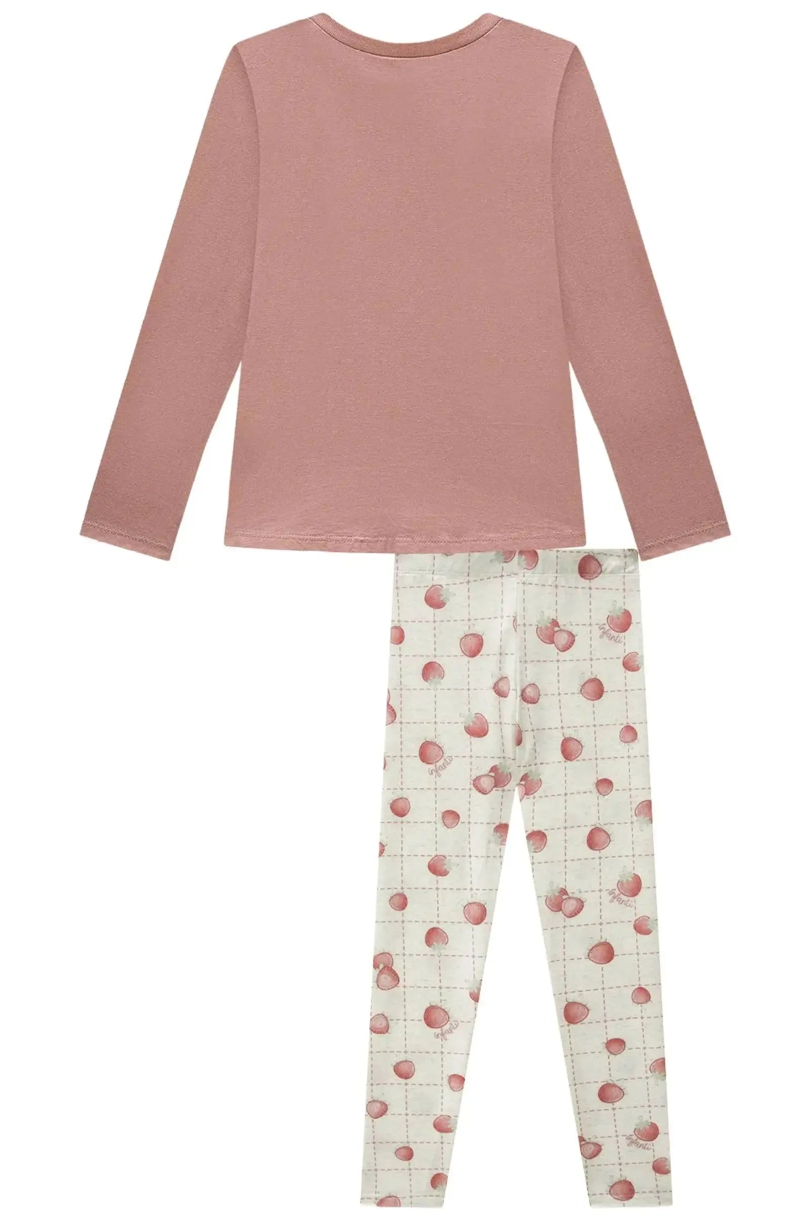 Conjunto de Pijama de Blusa em Meia Malha com Calça Legging em Malha Comfy 92399 Infanti Infantil Menina