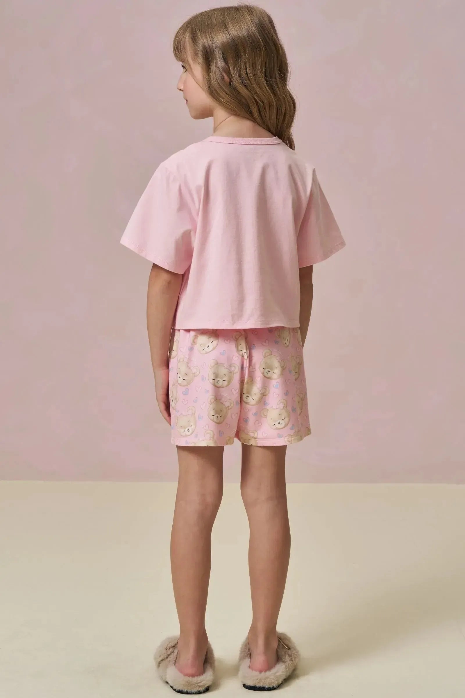 Conjunto de Pijama de Blusa em Meia Malha com Shorts em Malha Comfy 95999 Infanti Infantil Menina