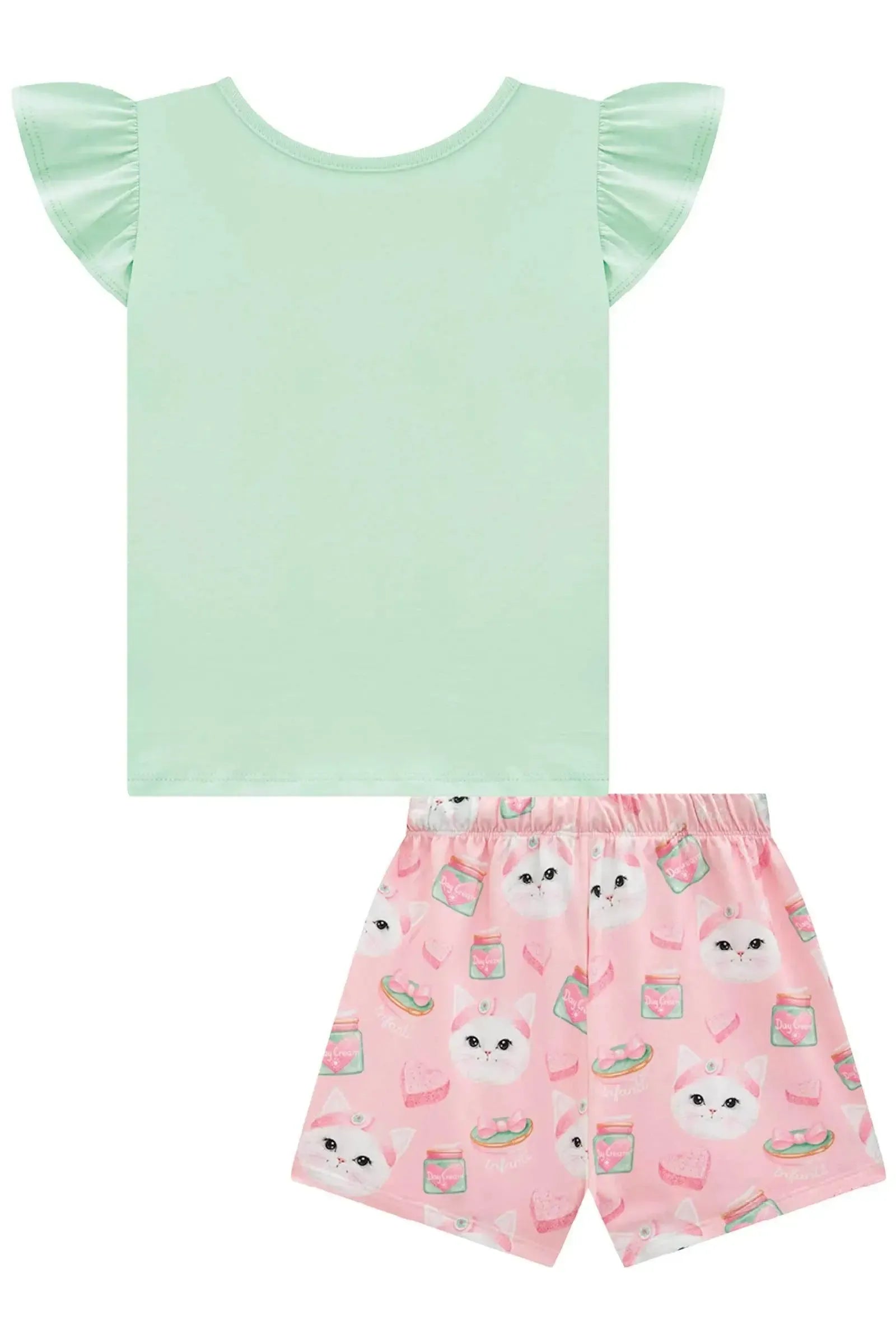 Conjunto de Pijama de Blusa em Meia Malha com Shorts em Malha Comfy 96040 Infanti Infantil Menina