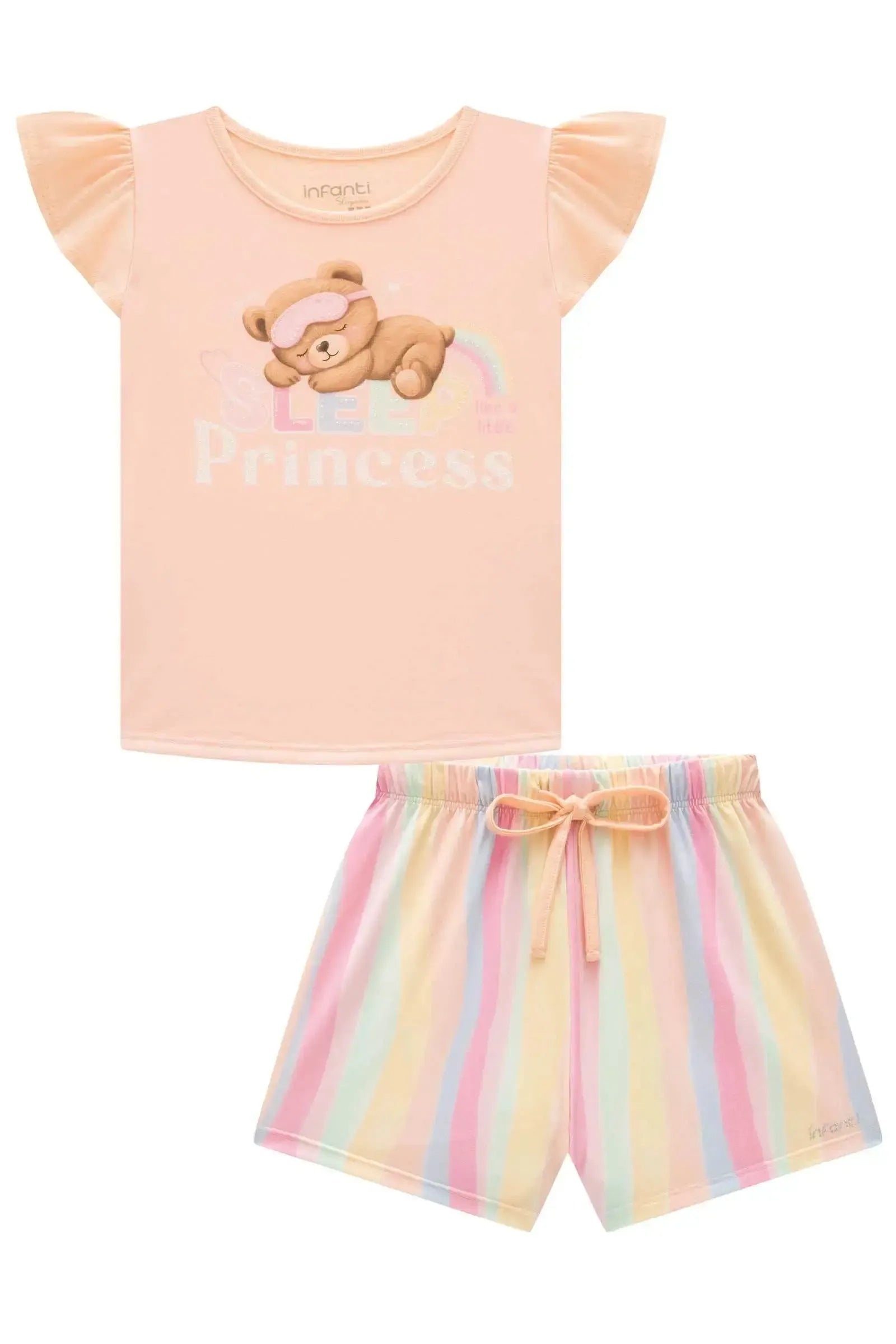 Conjunto de Pijama de Blusa em Meia Malha e Shorts em Malha Comfy 96211 Infanti Infantil Menina