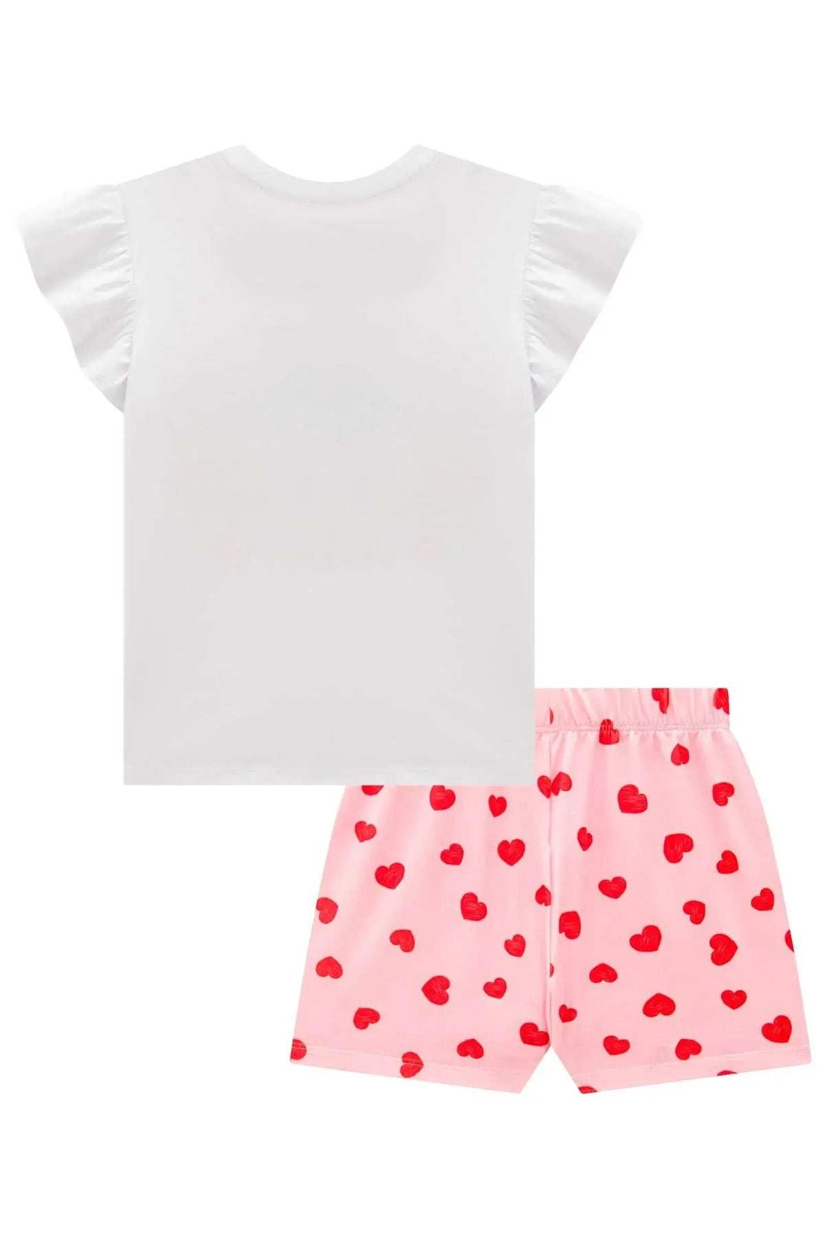 Conjunto de Pijama de Blusa em Meia Malha e Shorts em Malha Comfy 99705 Kukiê Infantil Menina